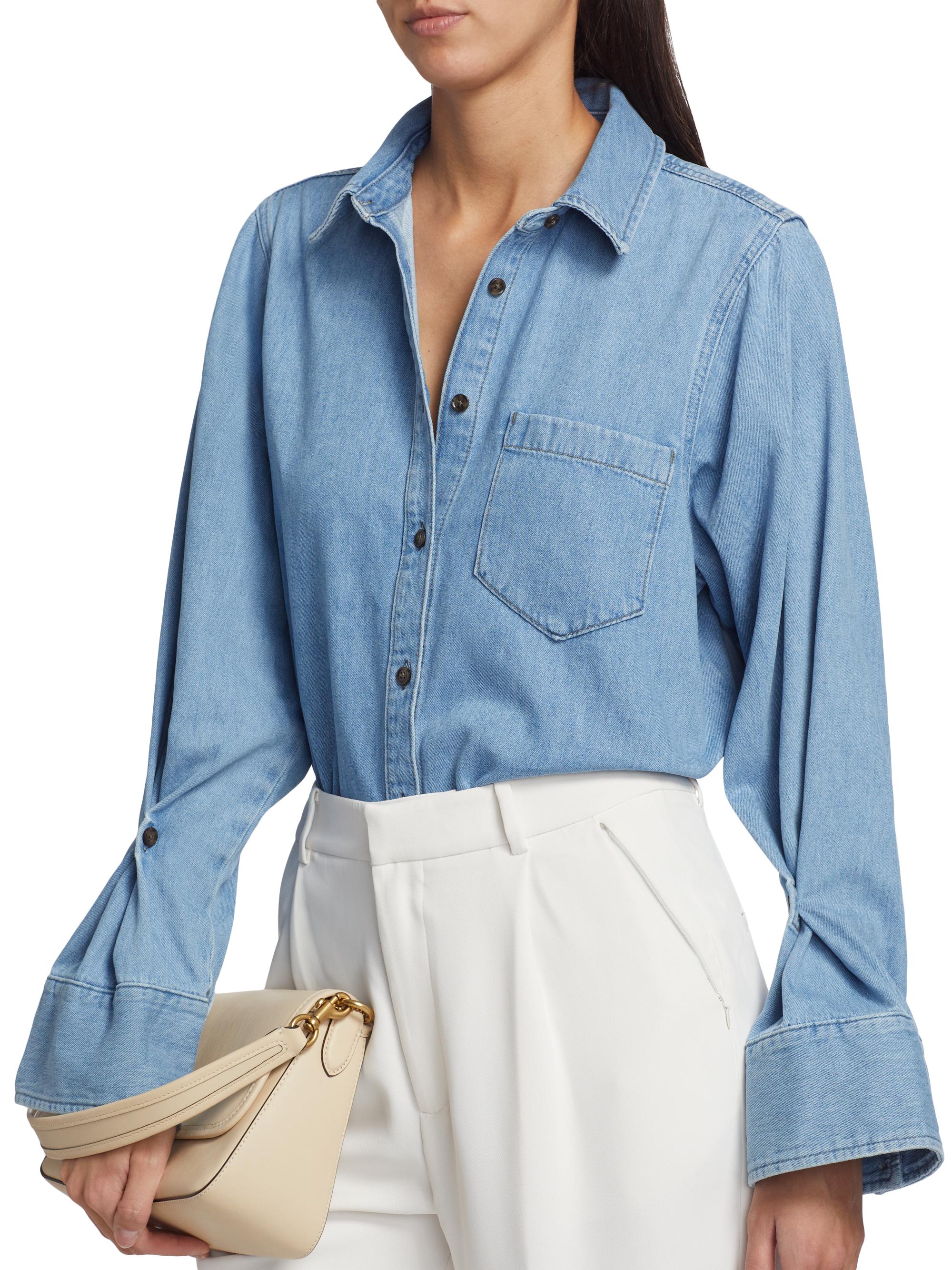 Derek Lam 10 Crosby Wesley Bell-Sleeve Cotton Shirt | Saks Fifth