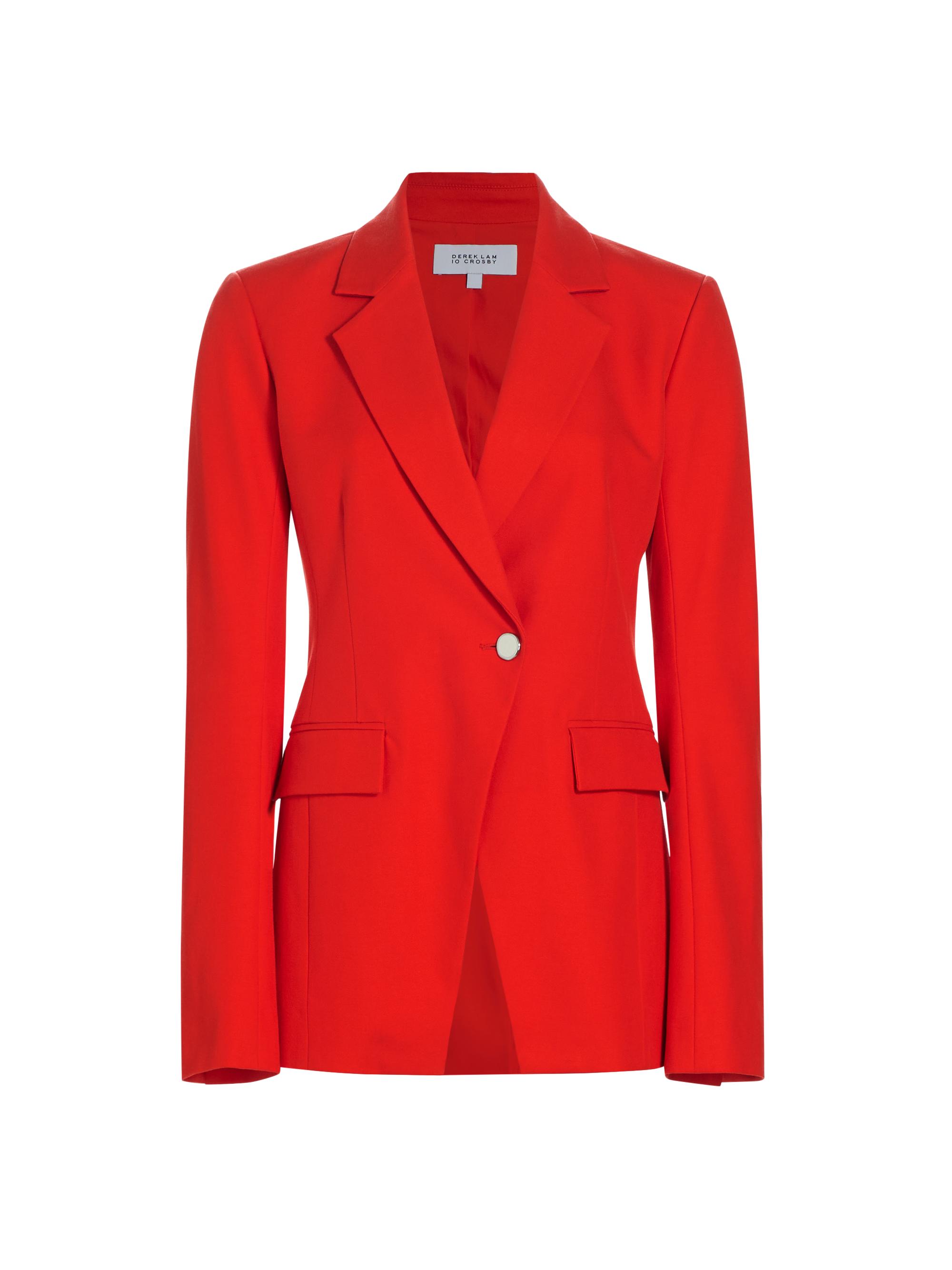 Derek Lam 10 Crosby Women's Noah Single-Breasted Cotton-Blend Jacket - Vermillion