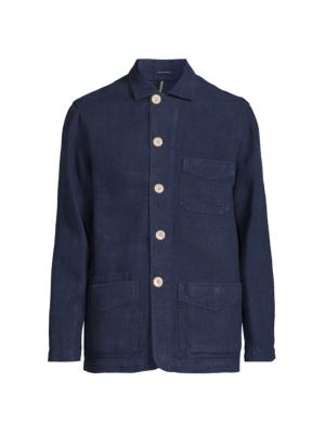 Drake#39;s Navy Five-Pocket Blazer