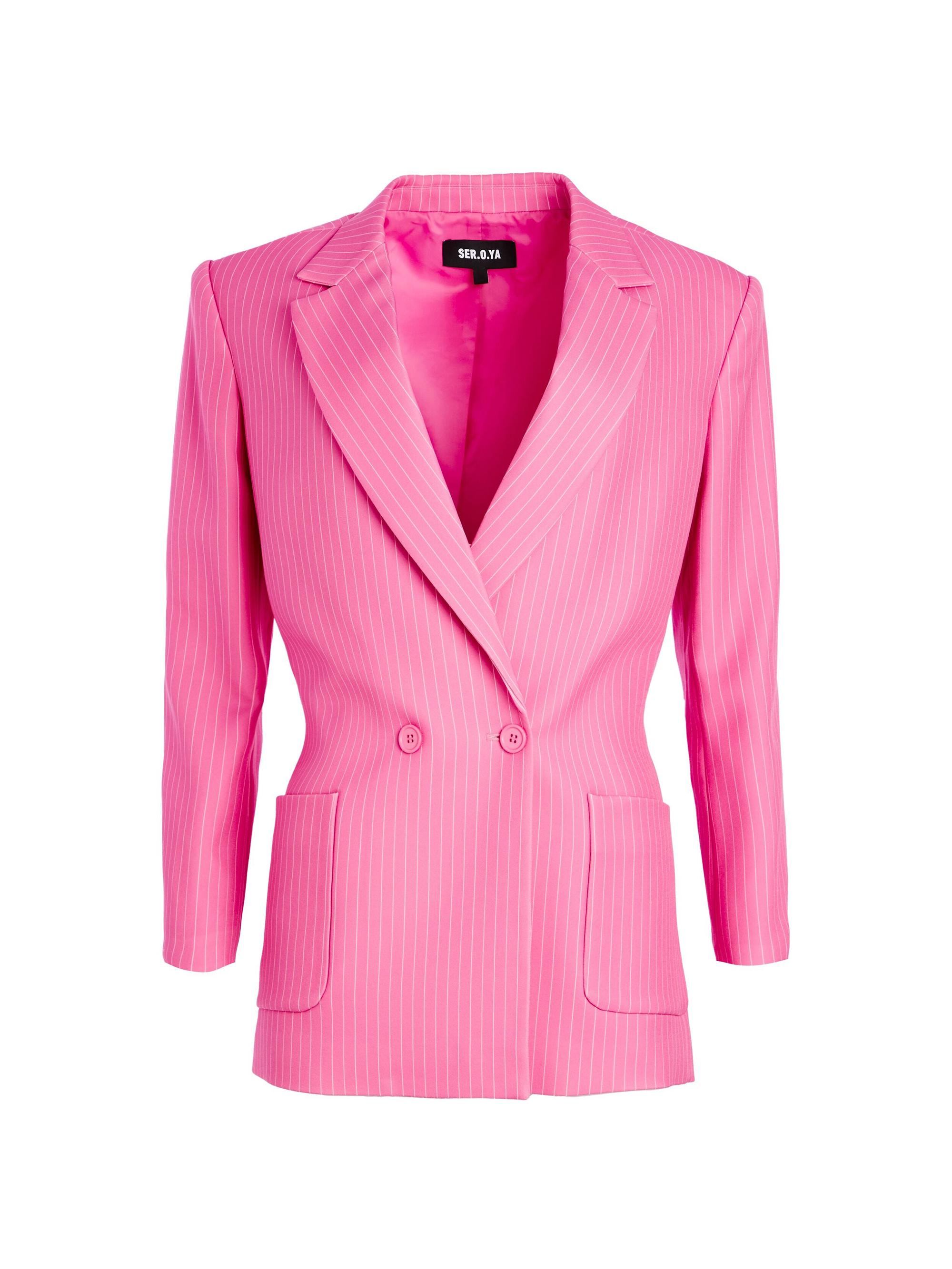 Ser.o.ya Women's Natasha Blazer - Pink White Stripe
