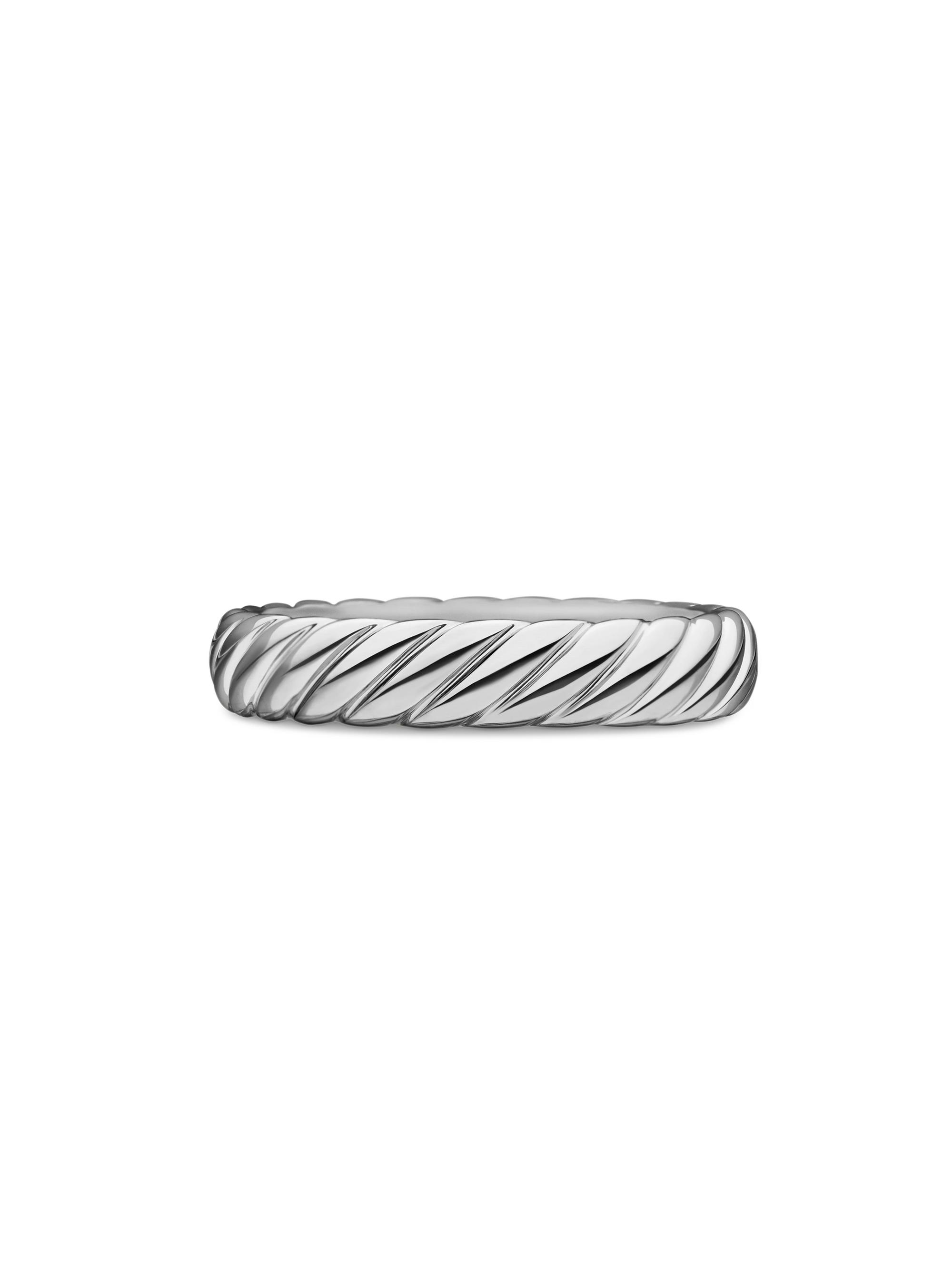 David Yurman Men's Cable Band Ring in 18K White Gold, 5MM - White