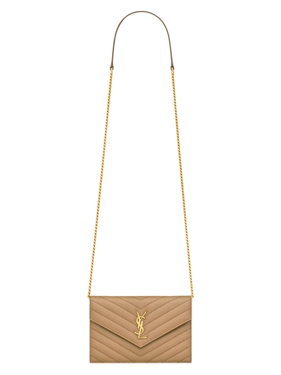 折りたたみ財布 SAINT LAURENT CLASSIC CASSANDRE CHAIN WALLET Saint Laurent Classic Cassandre Chain Wallet in Grain De