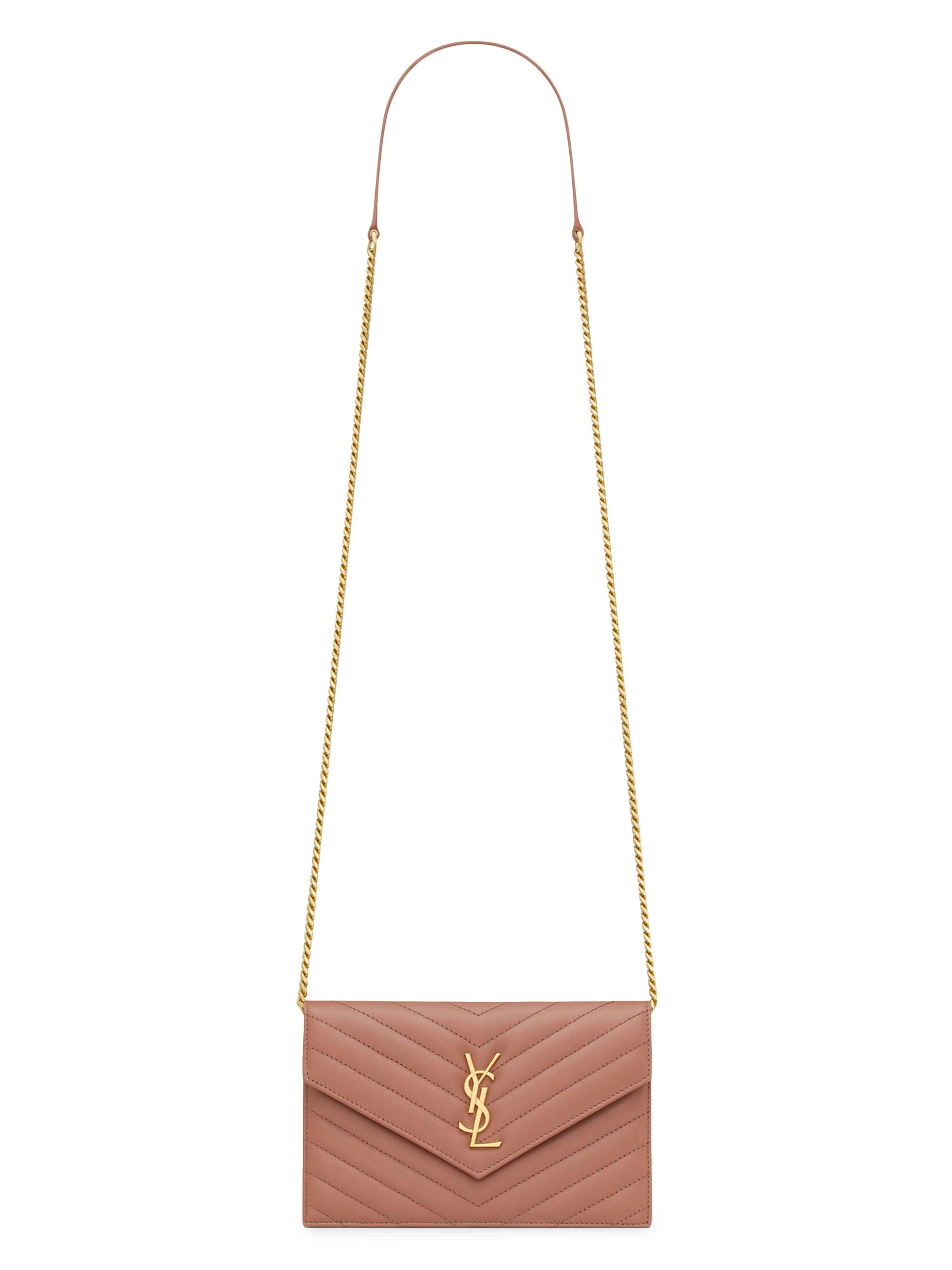 Saint Laurent Women's Cassandre Envelope Chain Wallet in Lambskin - Barely Pink | Thumbnail 7