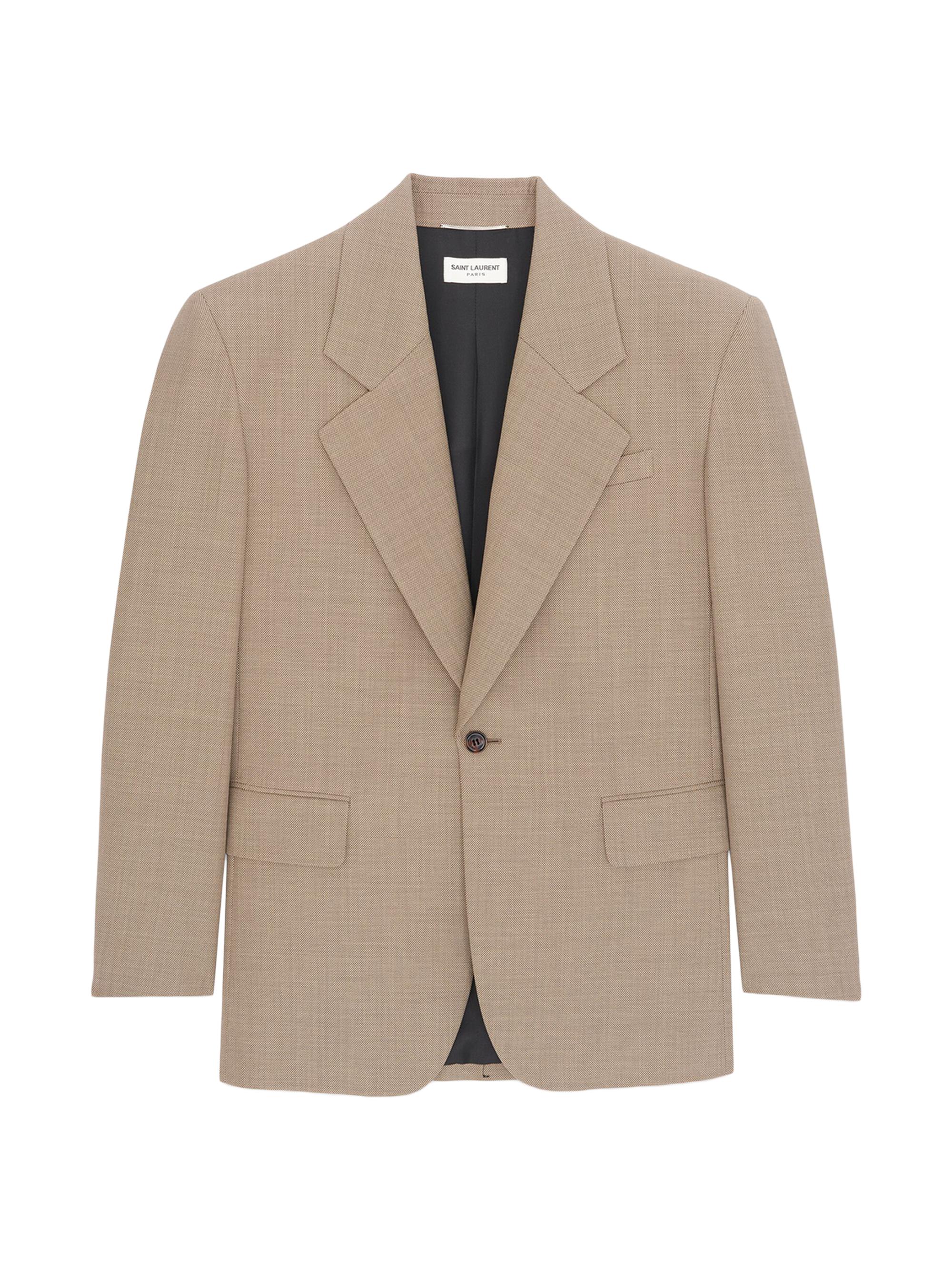 Saint Laurent Men's Oversized Jacket in Wool - Taupe Beige
