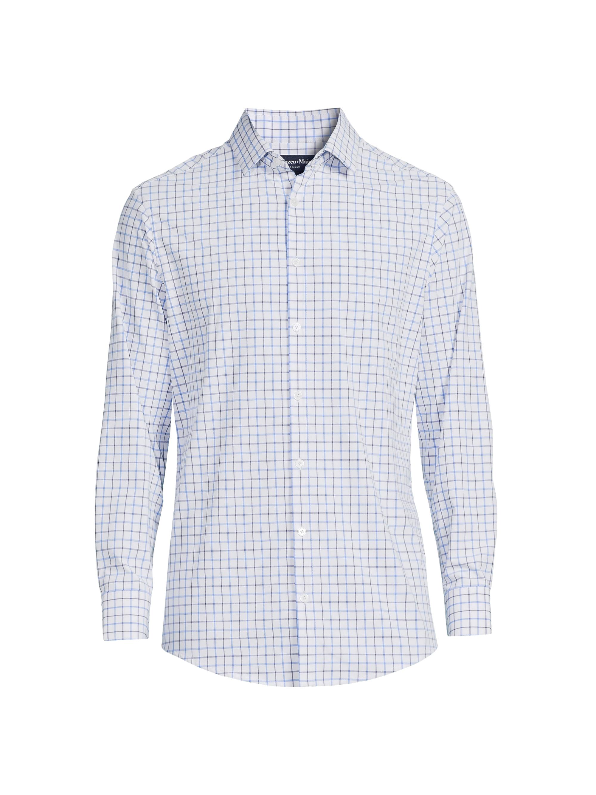 Mizzen+Main Men's Leeward Long-Sleeve Button-Front Shirt - White Polk Plaid