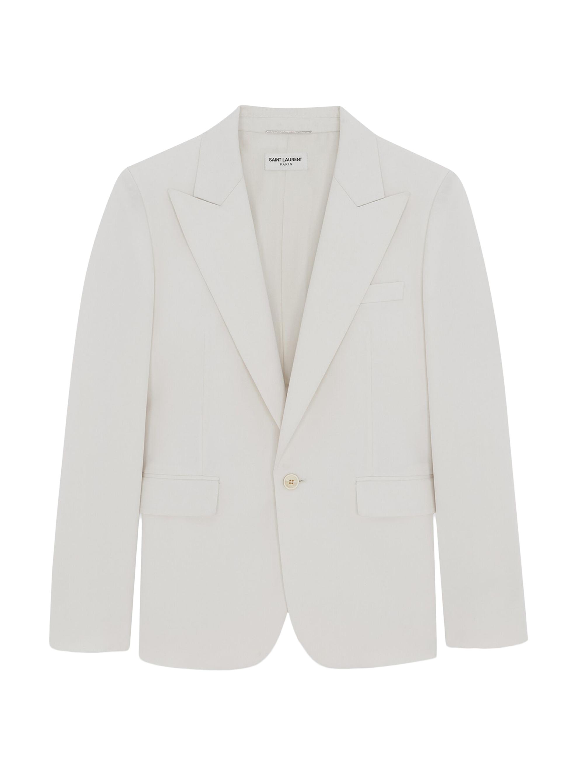 Saint Laurent Men's Jacket in Wool Gabardine - Craie
