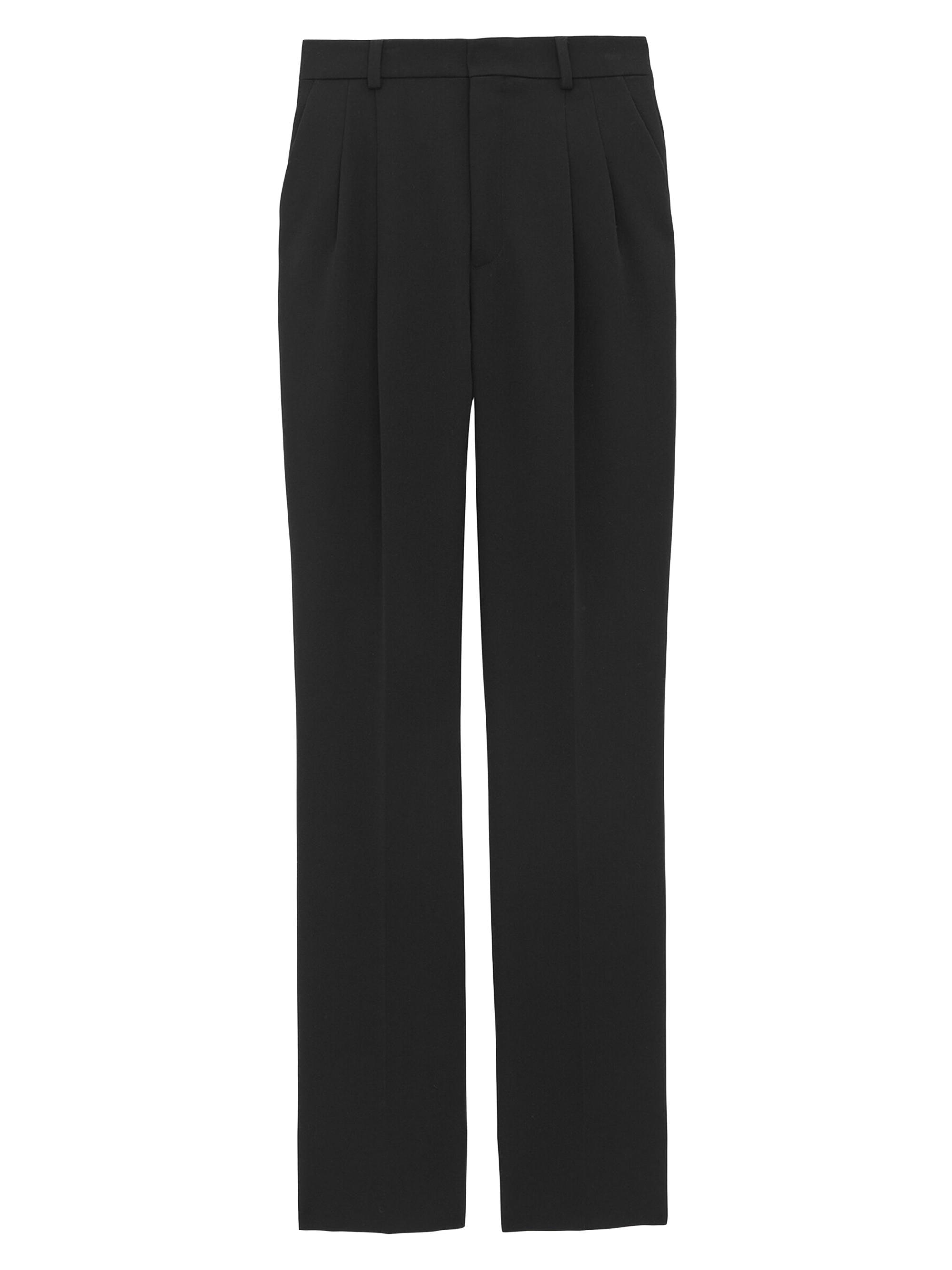 Saint Laurent Men's High-Waisted Pants in Grain De Poudre - Black