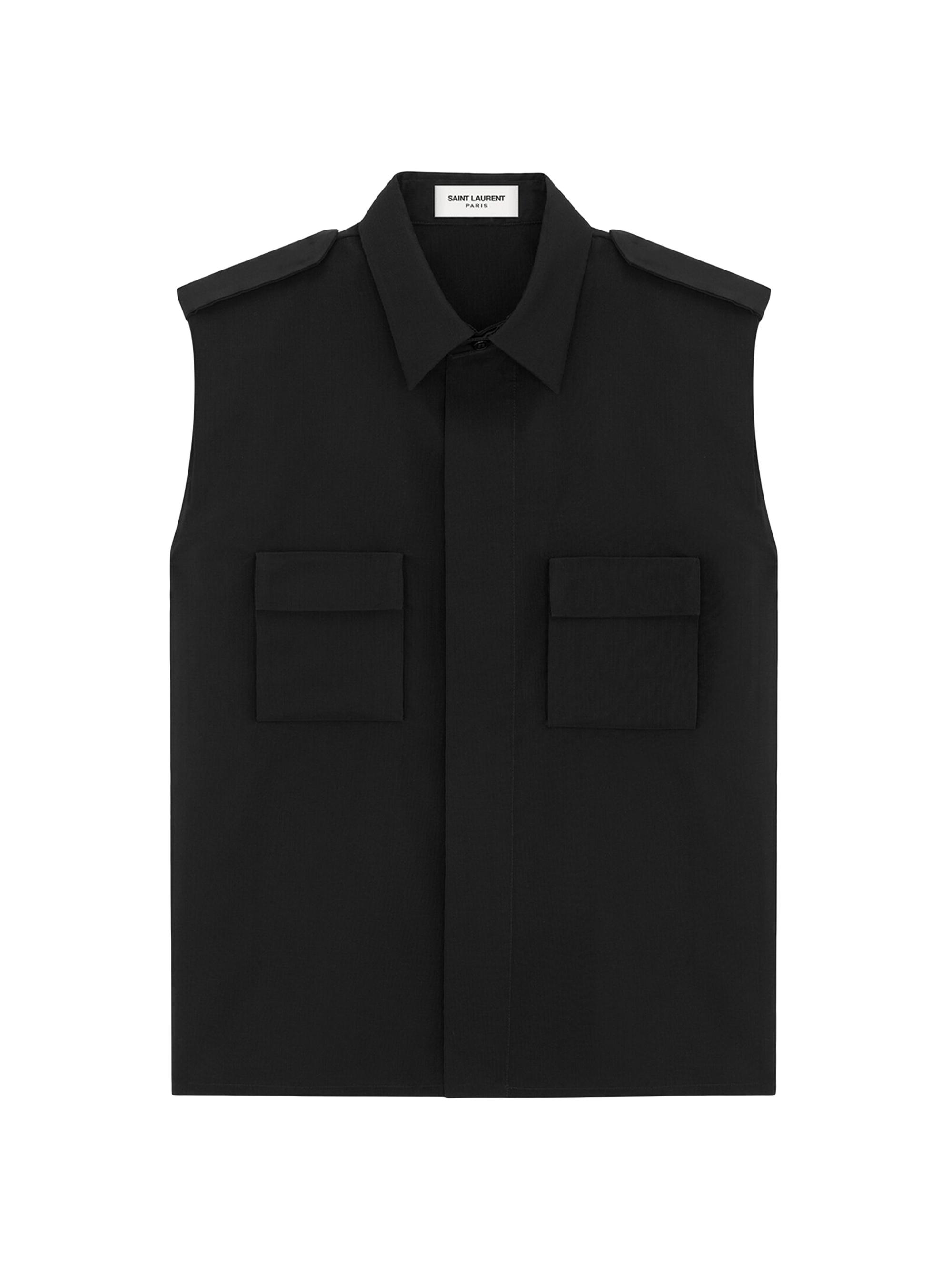 Saint Laurent Men's Saharienne Vest in Faille - Black