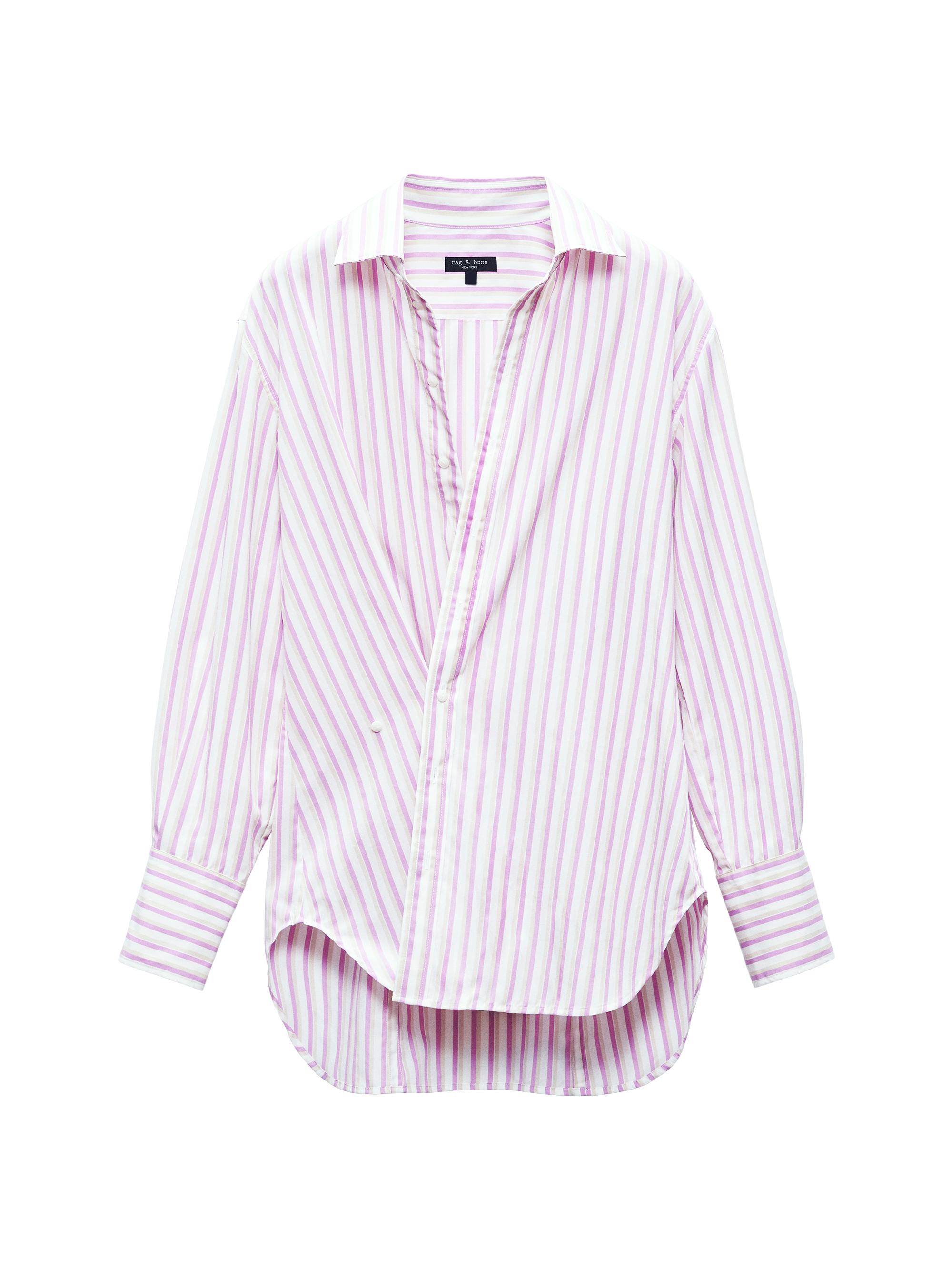 rag & bone Women's Indiana Striped Twisted Shirt - Pinkstripe