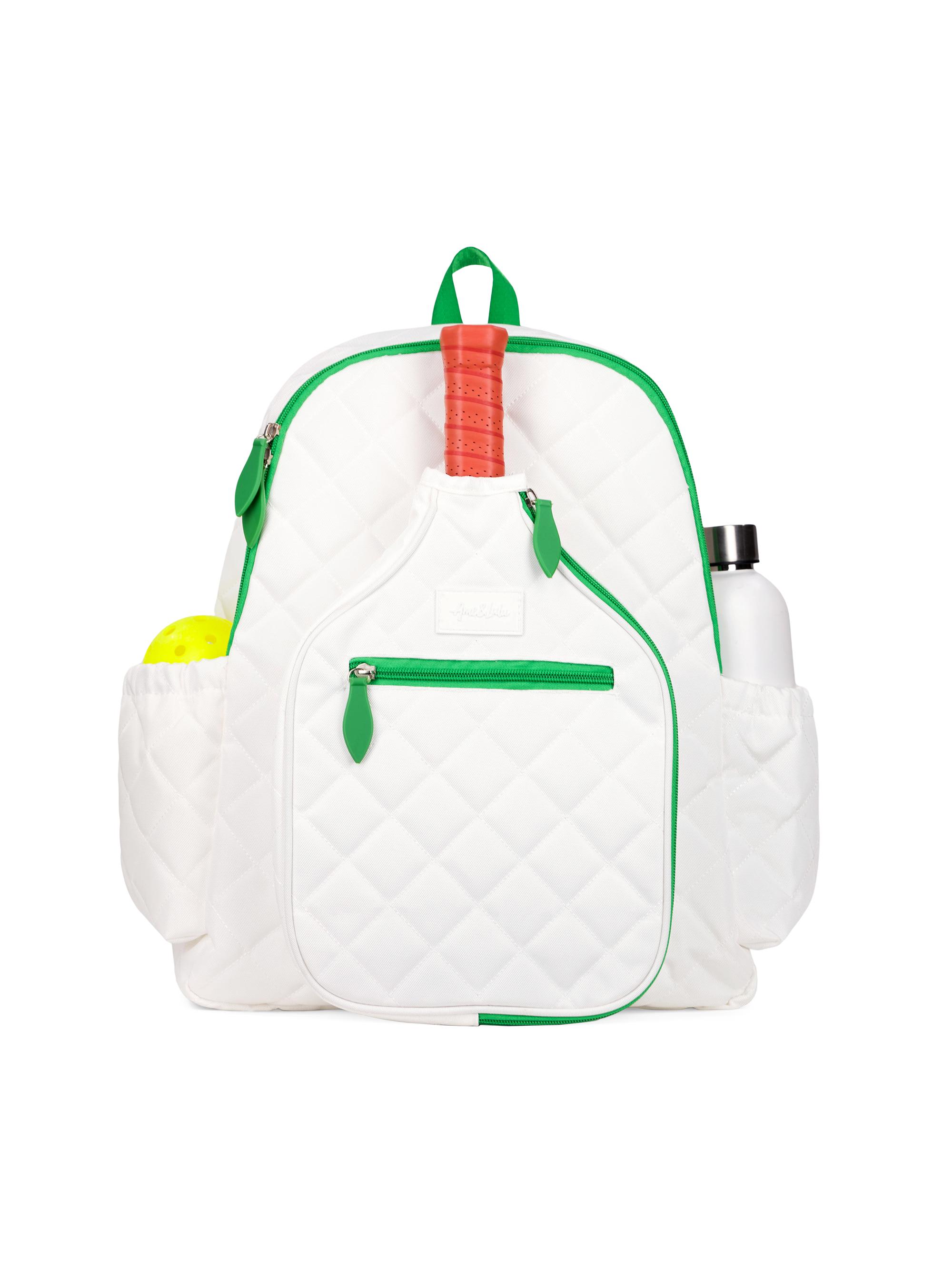 Ame & Lulu Pickleball Time Nylon Backpack - Quilted White Green