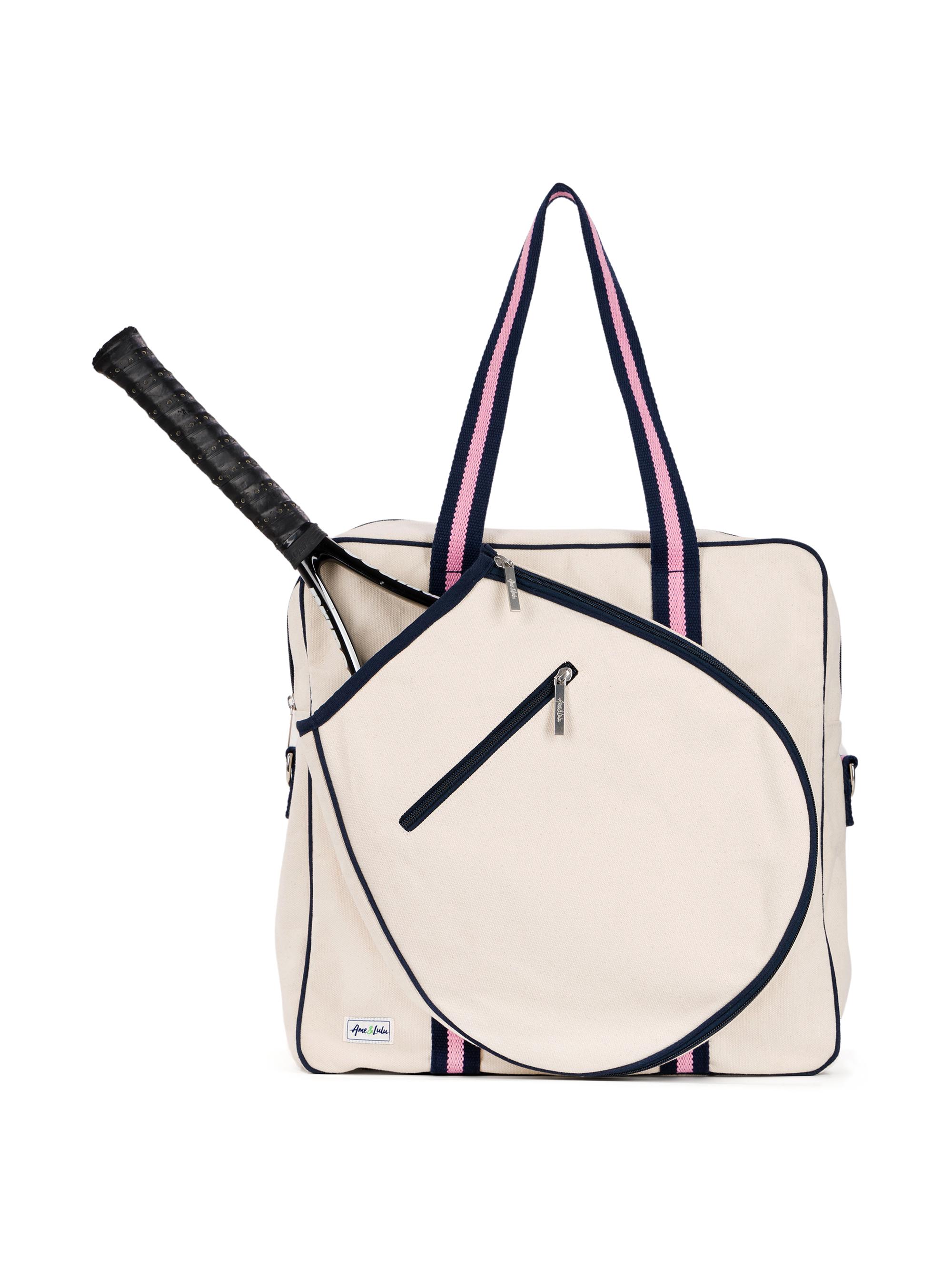 Ame & Lulu Hamptons Canvas Tennis Tour Bag - Pink Navy