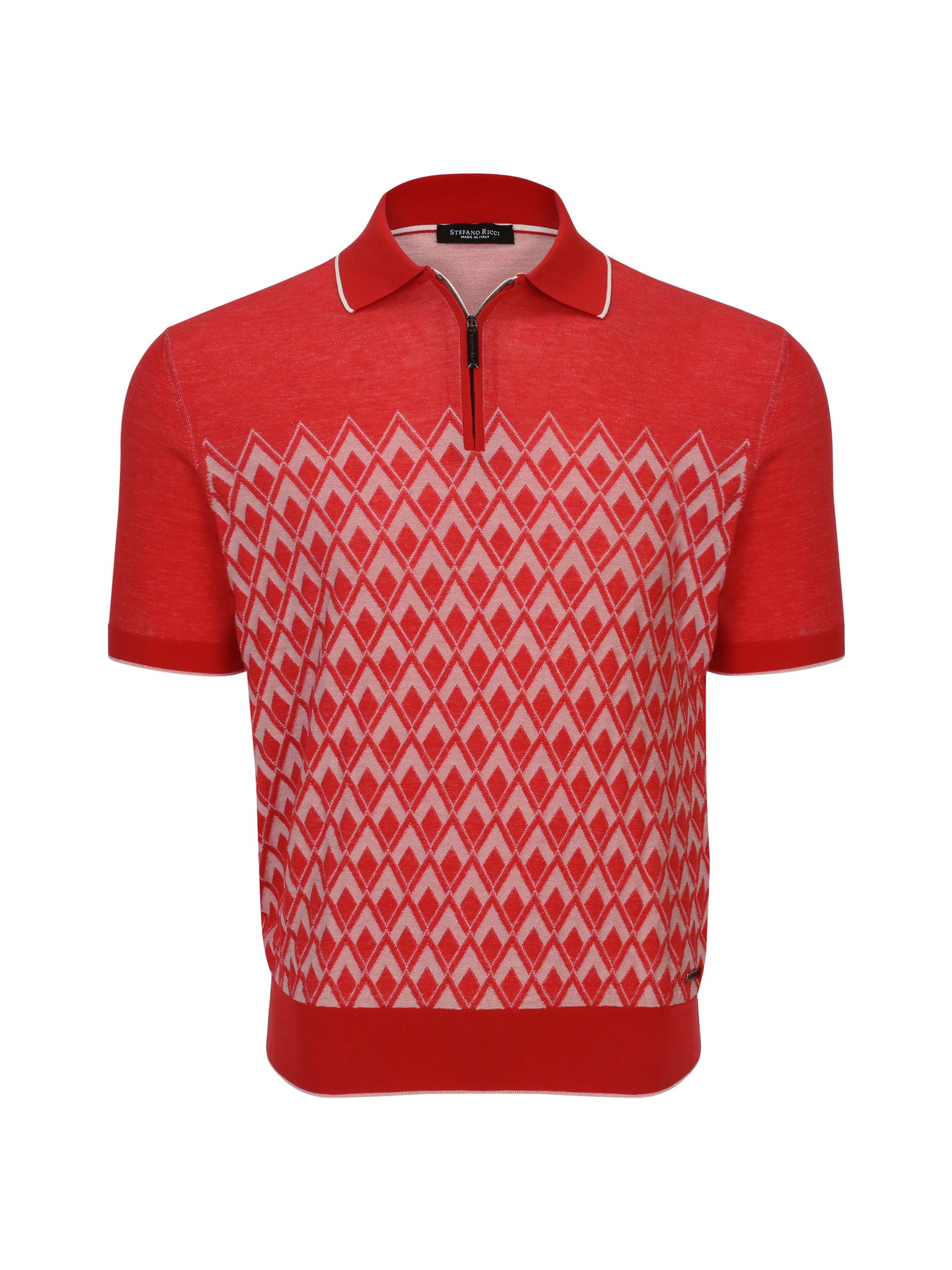 Stefano Ricci Men's Polo Zip Sweater - Red