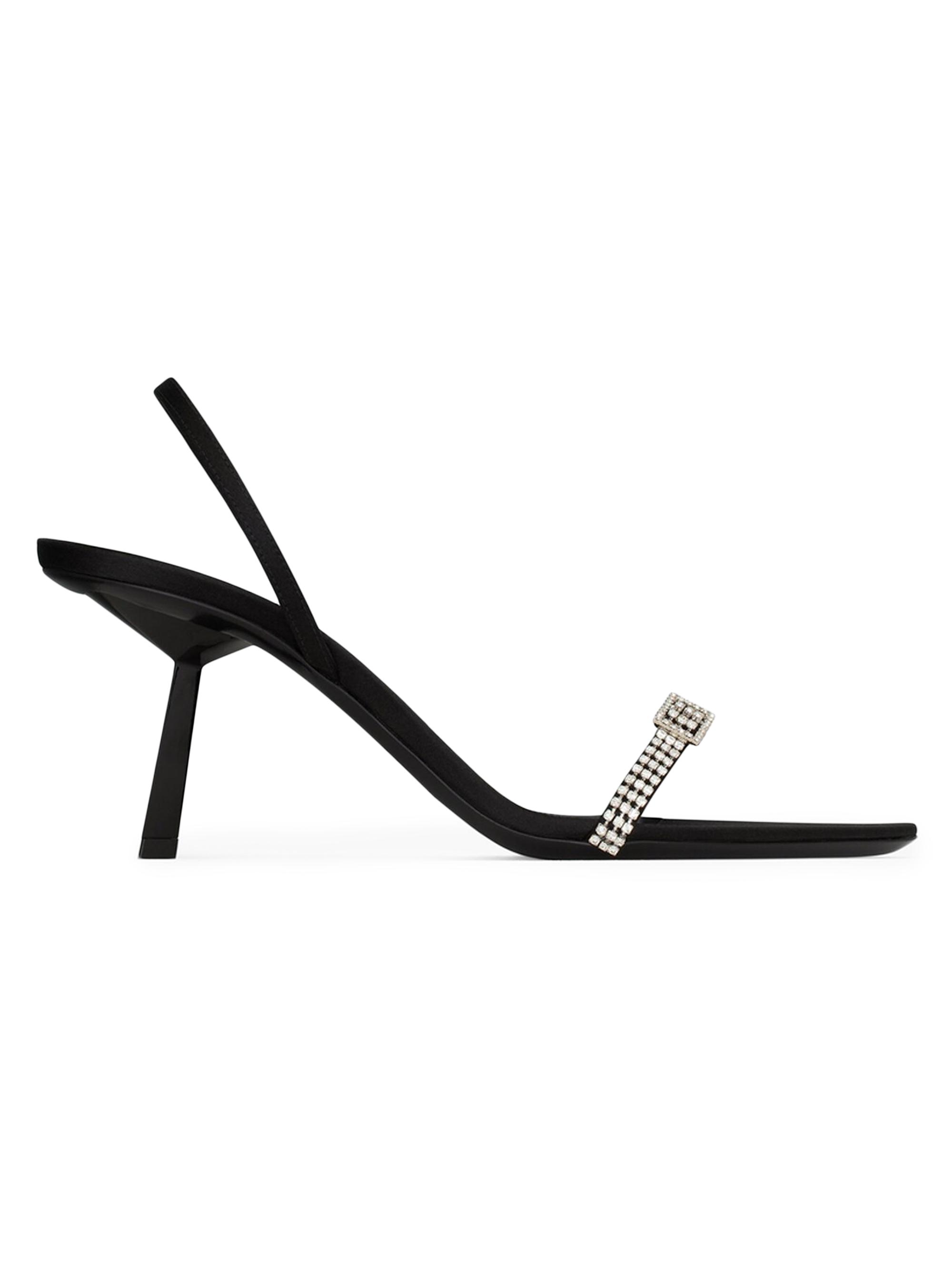 Saint Laurent Women's Rendez-Vous Sandals in Satin Crepe - Black