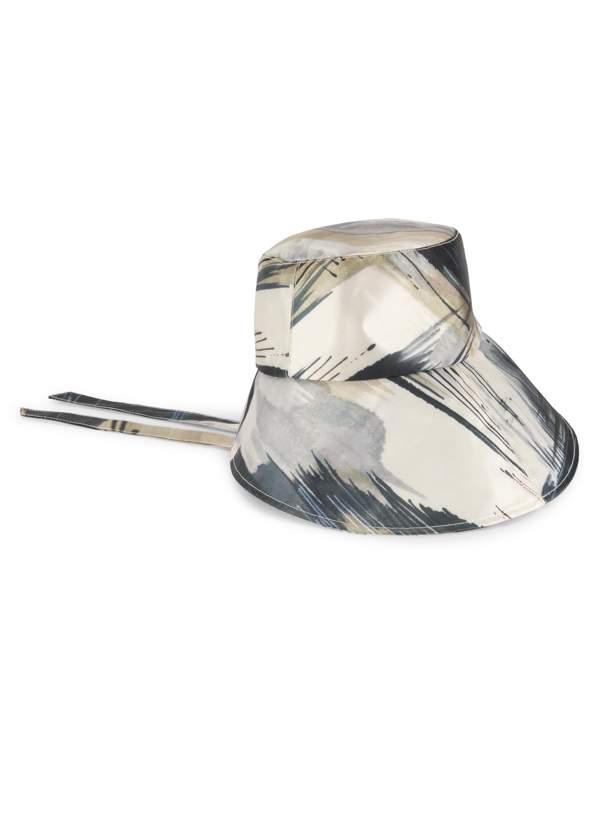 Eugenia Kim Women's Ally Printed Satin Asymmetric Bucket Hat -  Beige Navy