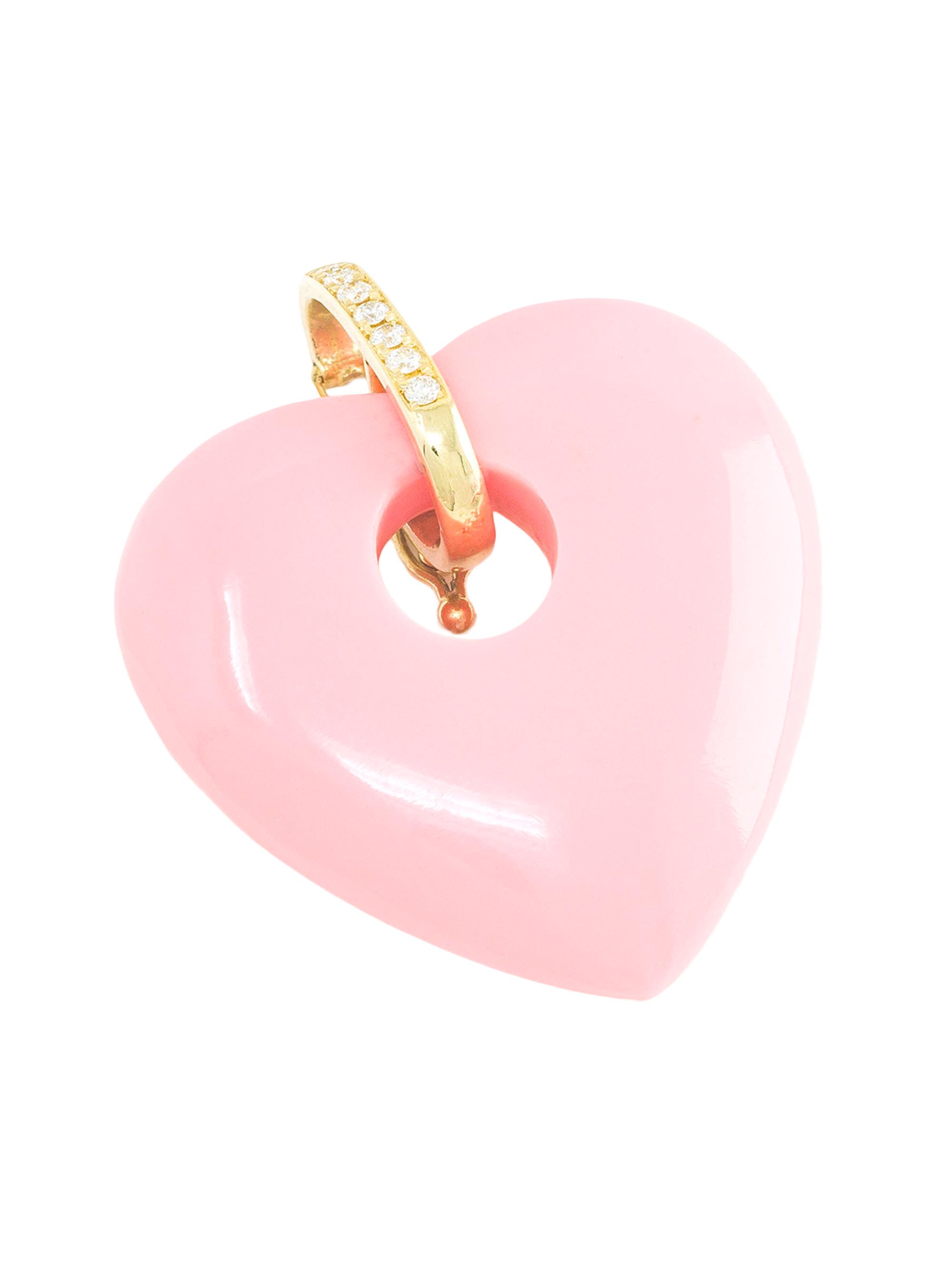 Jenna Blake Women's 18K Yellow Gold, Coral & 0.07 TCW Diamond Heart Charm - Coral