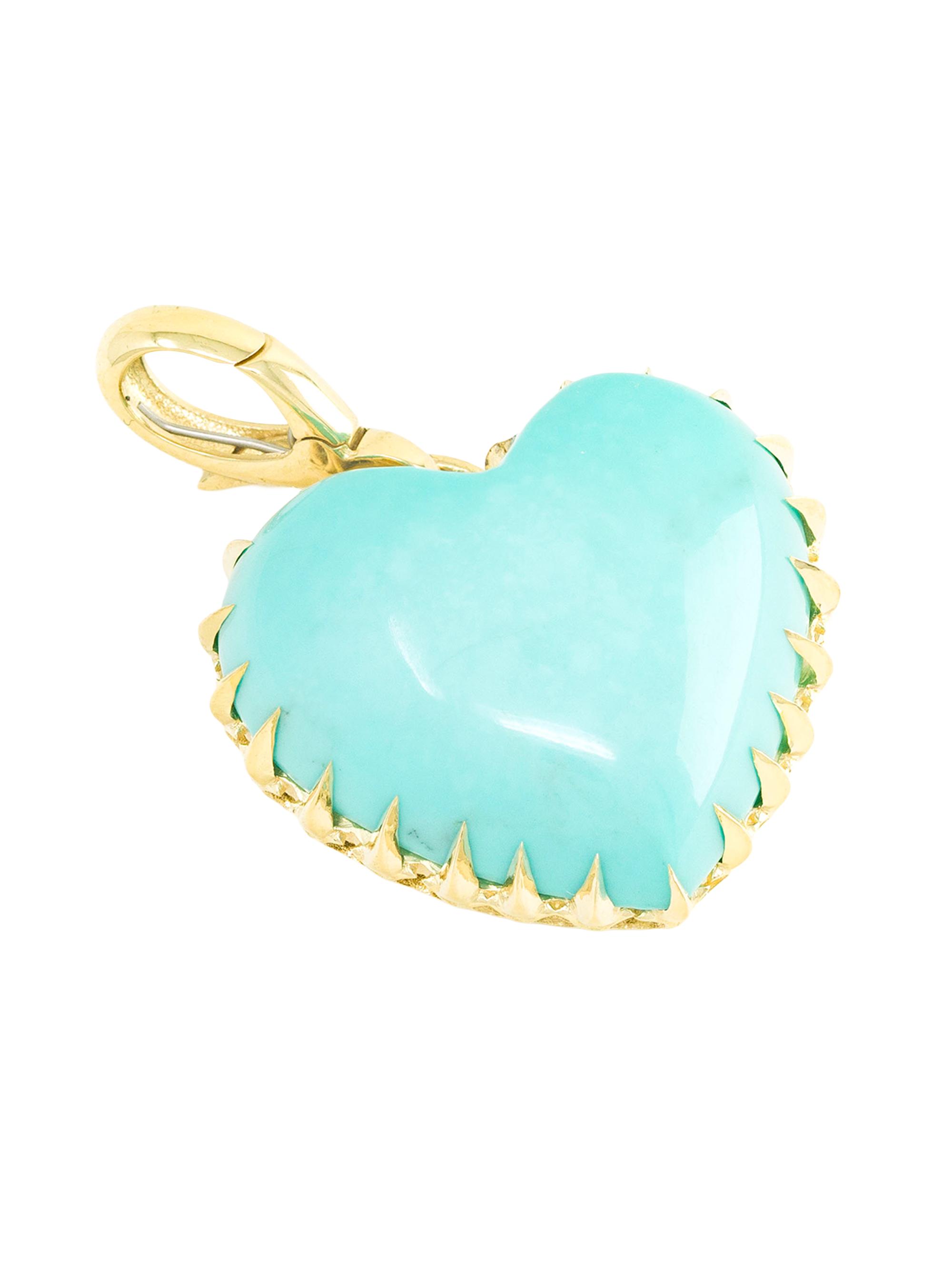 Jenna Blake Women's Victorian 18K Yellow Gold & Turquoise  Heart Pendant - Turquoise