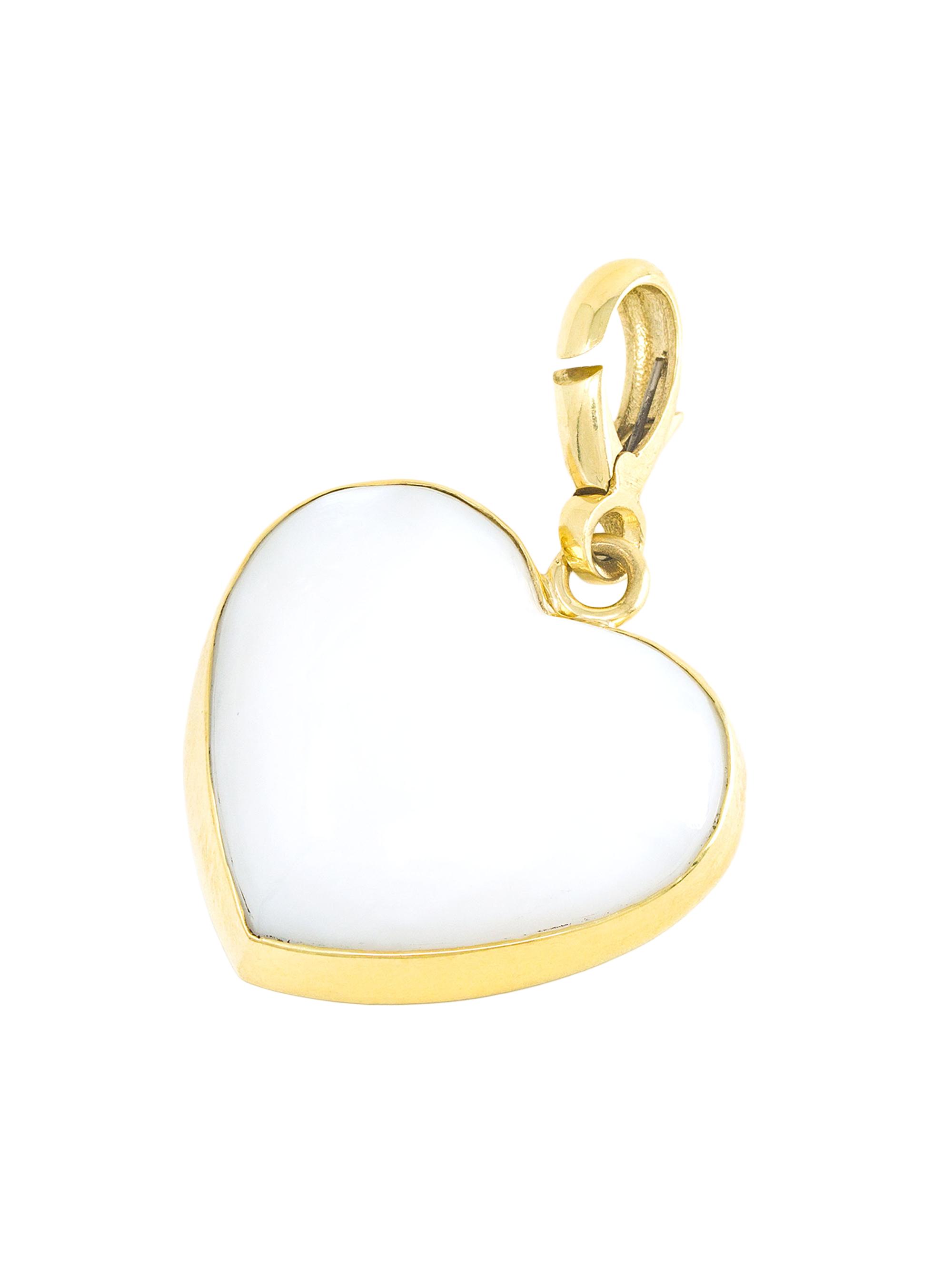 Jenna Blake Women's Charms 18K Yellow Gold & Mother-of-Pearl  Carved Heart Pendant - Mother Of Pearl