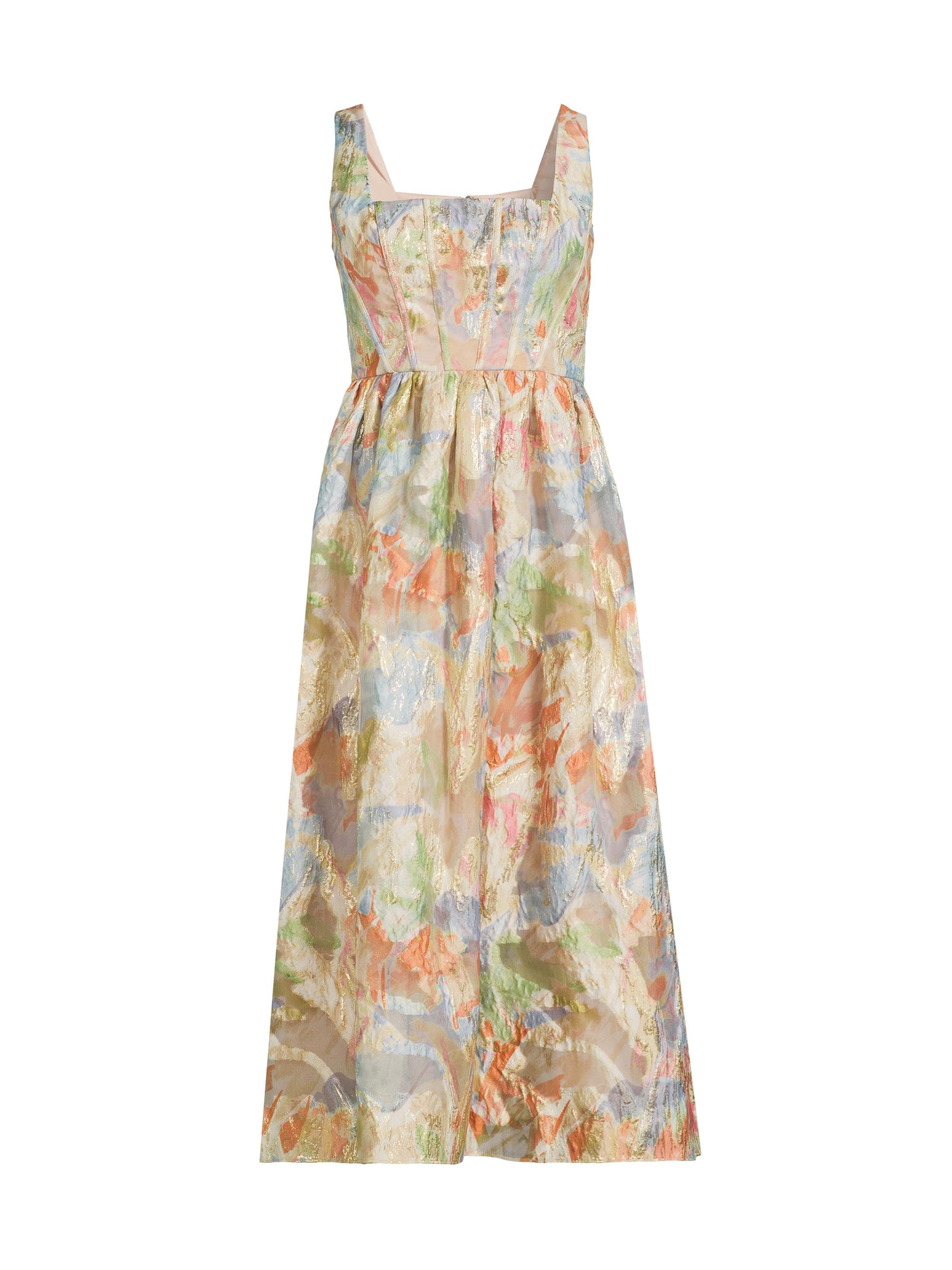 Aidan Mattox Women's Metallic Jacquard Painterly Fit & Flare Midi-Dress - Gold Multi