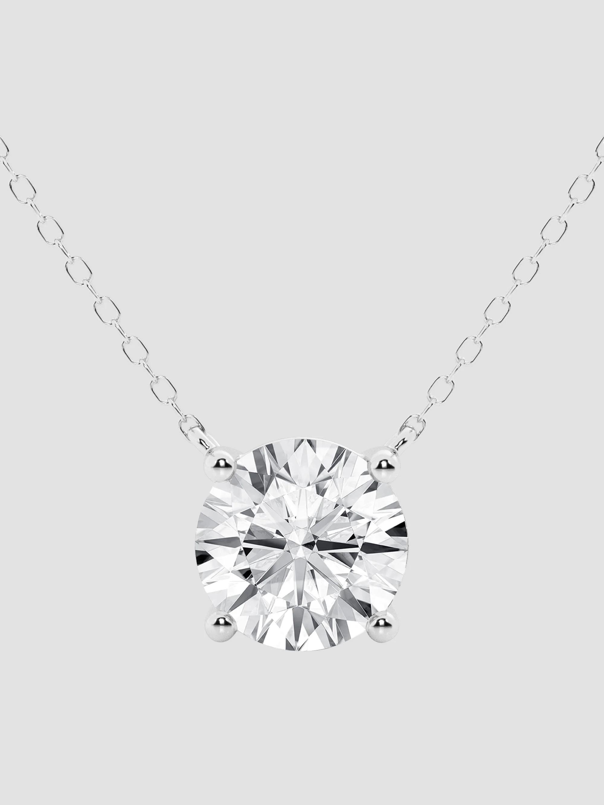Women's 14K Gold & Round Lab-Grown Diamond Solitaire Pendant Necklace - White Gold - Size 1.5