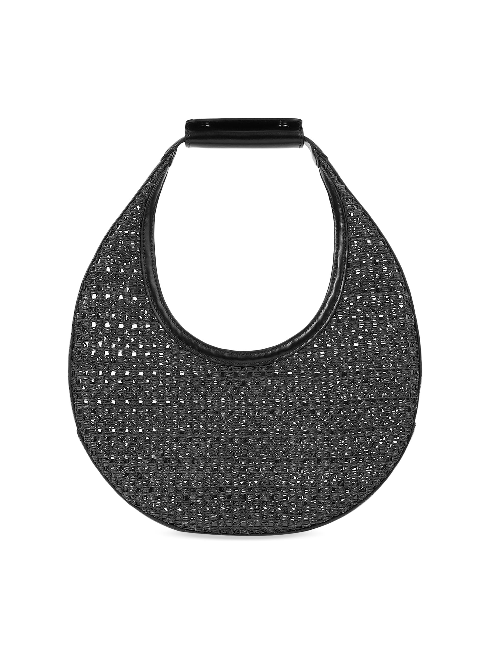 Staud Women's Moon Woven Paper Top Handle Bag - Black
