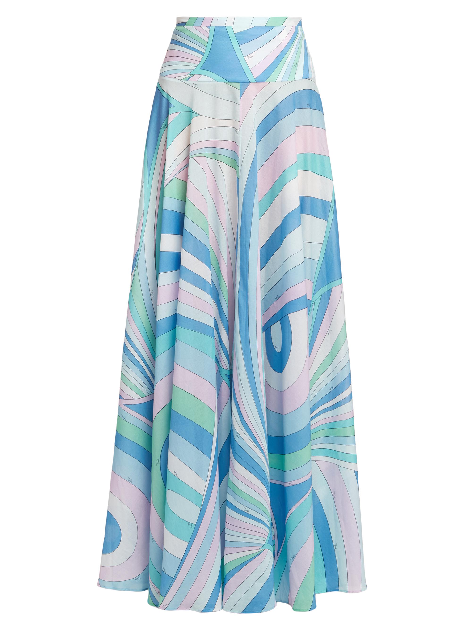 Pucci Women's Very Vivara Cotton Muslin Skirt - Celeste Bianco