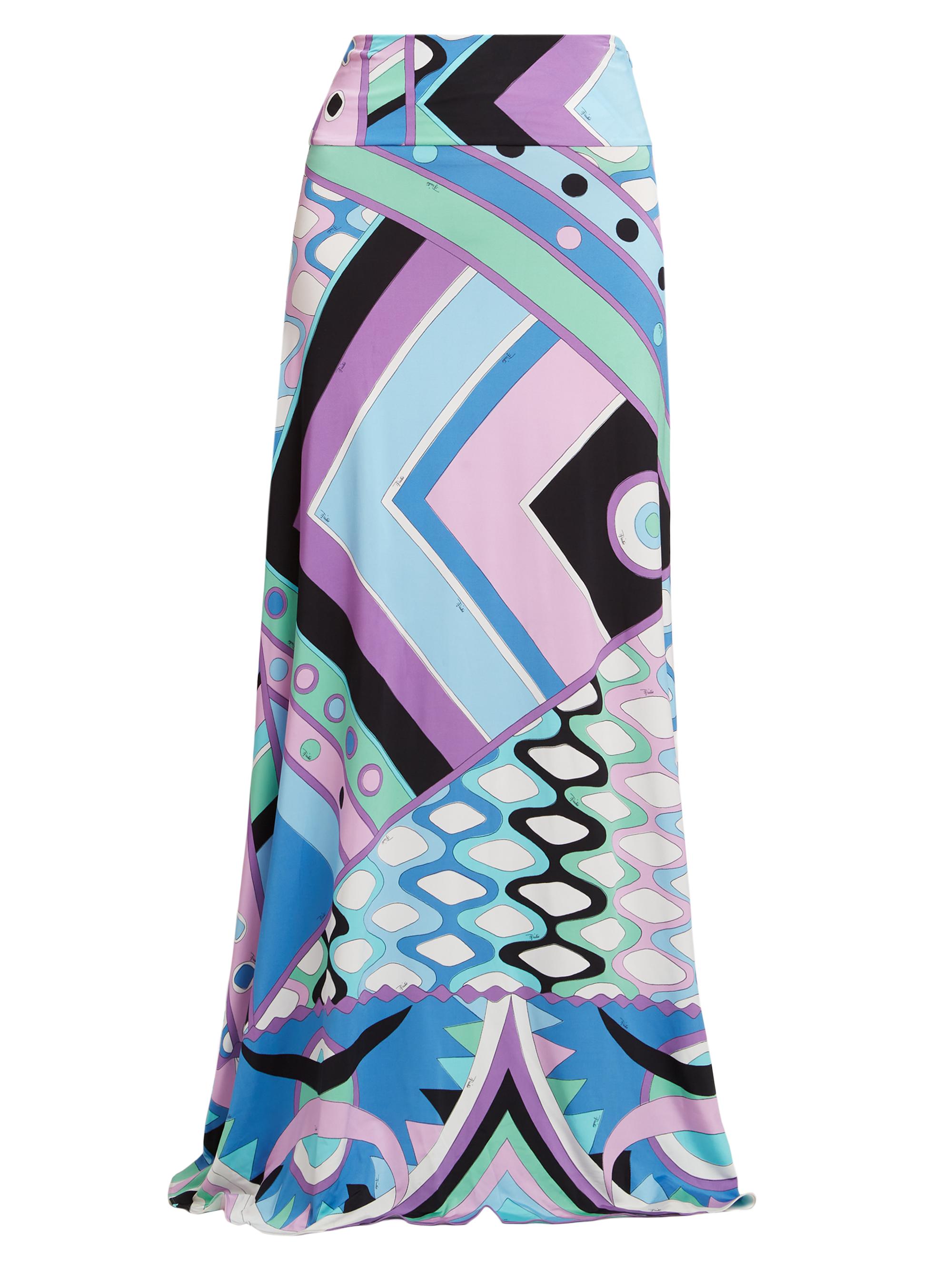 Pucci Women's Very Vivara Jersey Satin Maxi Skirt - Celeste Bianco