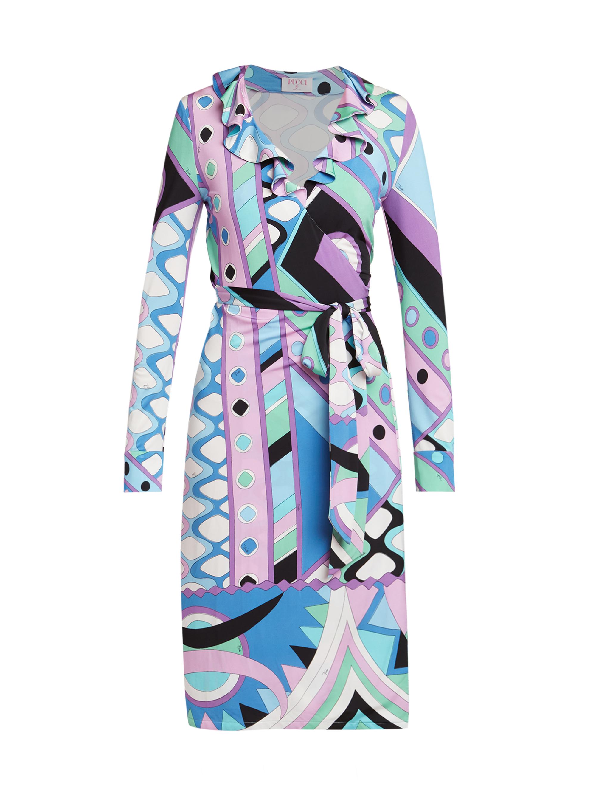 Pucci Women's Very Vivara Long-Sleeve Midi-Dress - Celeste Bianco