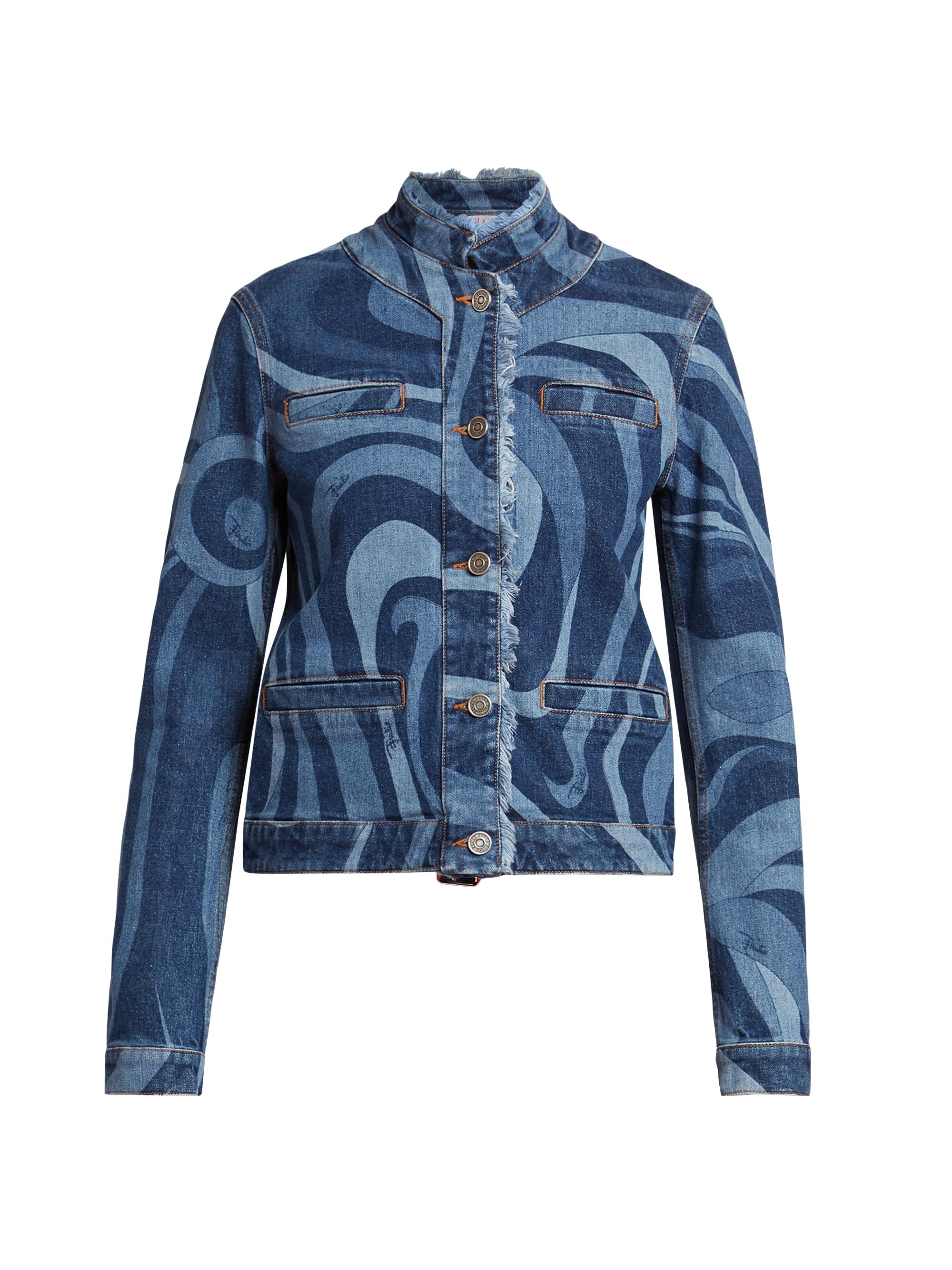 Pucci Women's Very Vivara Printed Stretch Denim Jacket - Blue