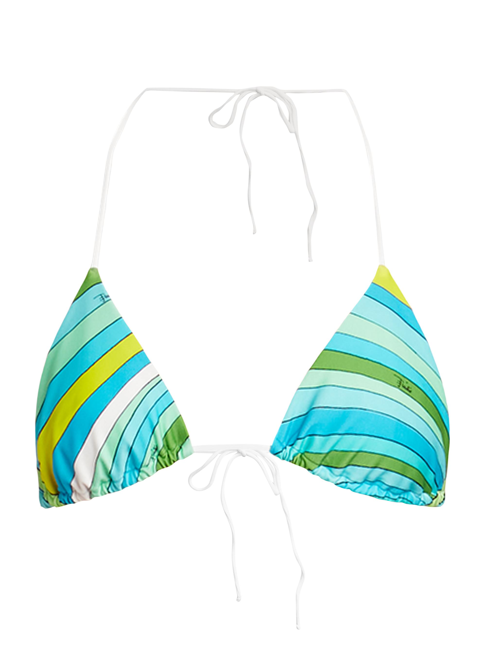 Pucci Women's Very Vivara Striped Triangle Bikini Top - Turchese Lime