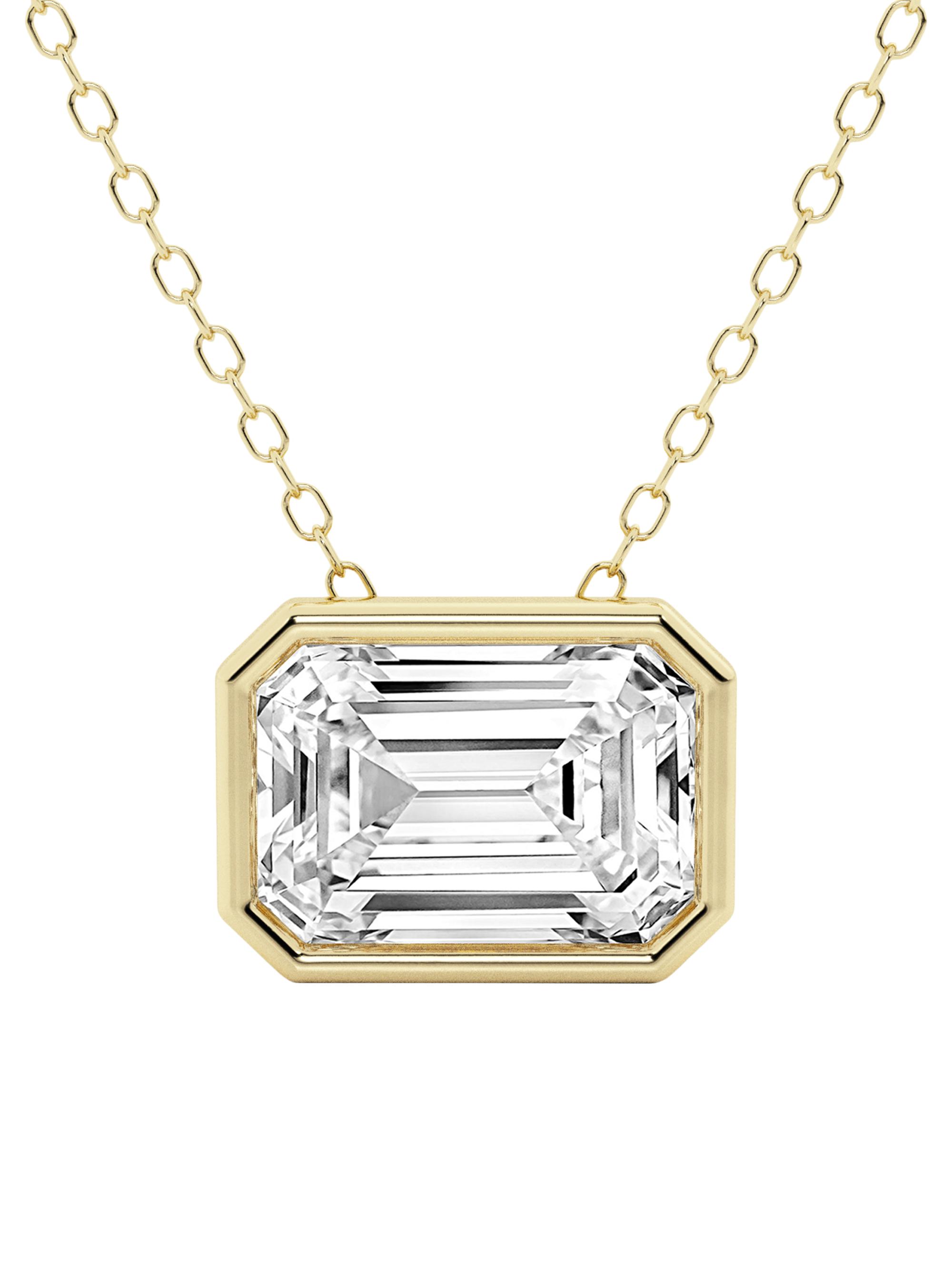 Saks Fifth Avenue Collection Women's 14K Gold & Emerald-Cut Lab-Grown Diamond Solitaire Pendant Necklace - Yellow Gold