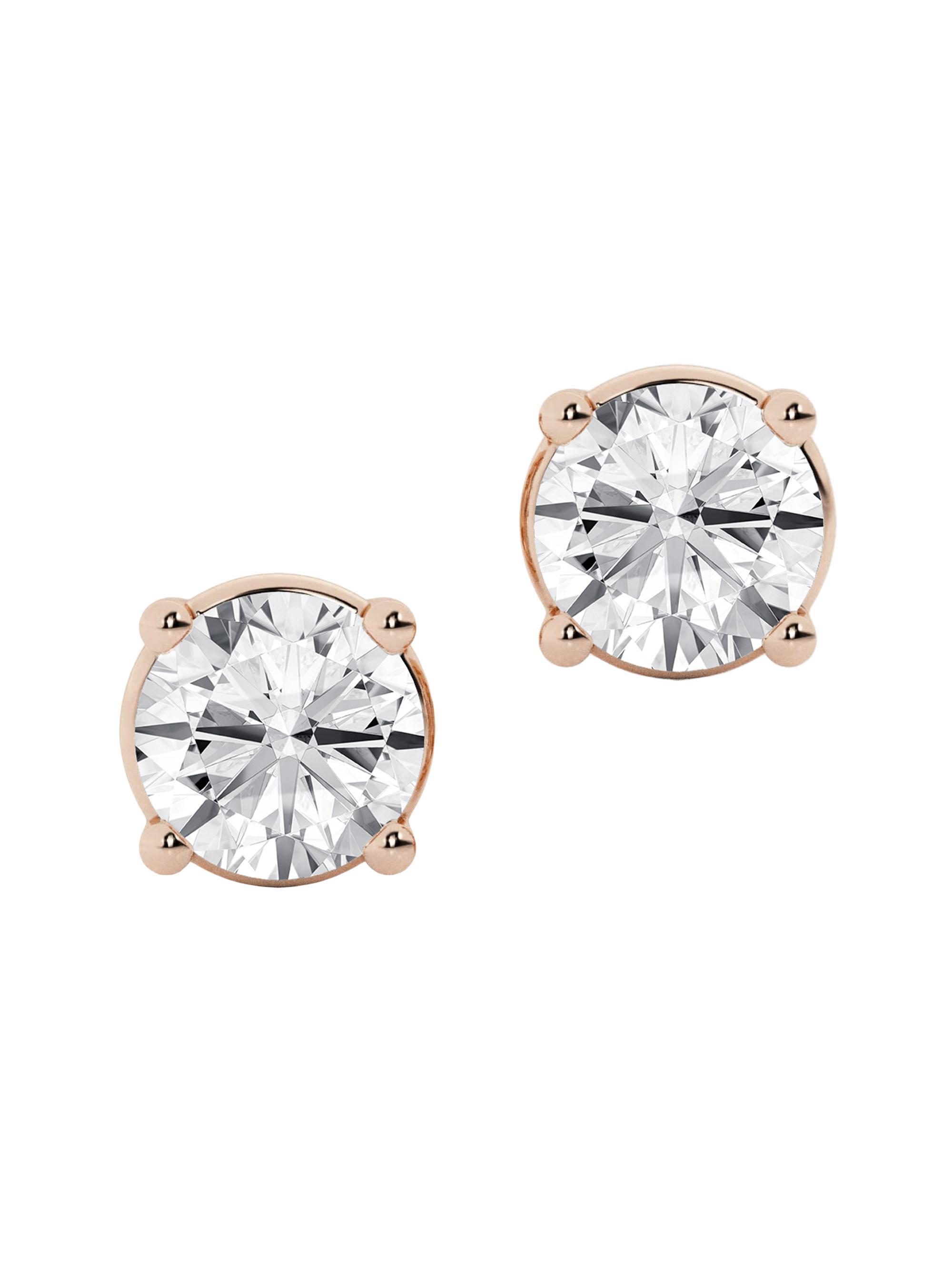 Saks Fifth Avenue Collection Women's 14K Gold & Round Lab-Grown Diamond Stud Earrings - Rose Gold