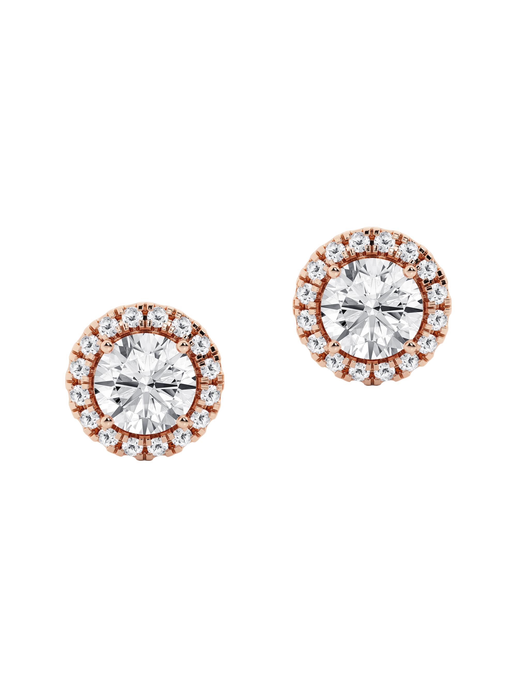 Saks Fifth Avenue Collection Women's 14K Gold & 0.64-3.51 TCW Lab-Grown Diamond Halo Stud Earrings - Rose Gold