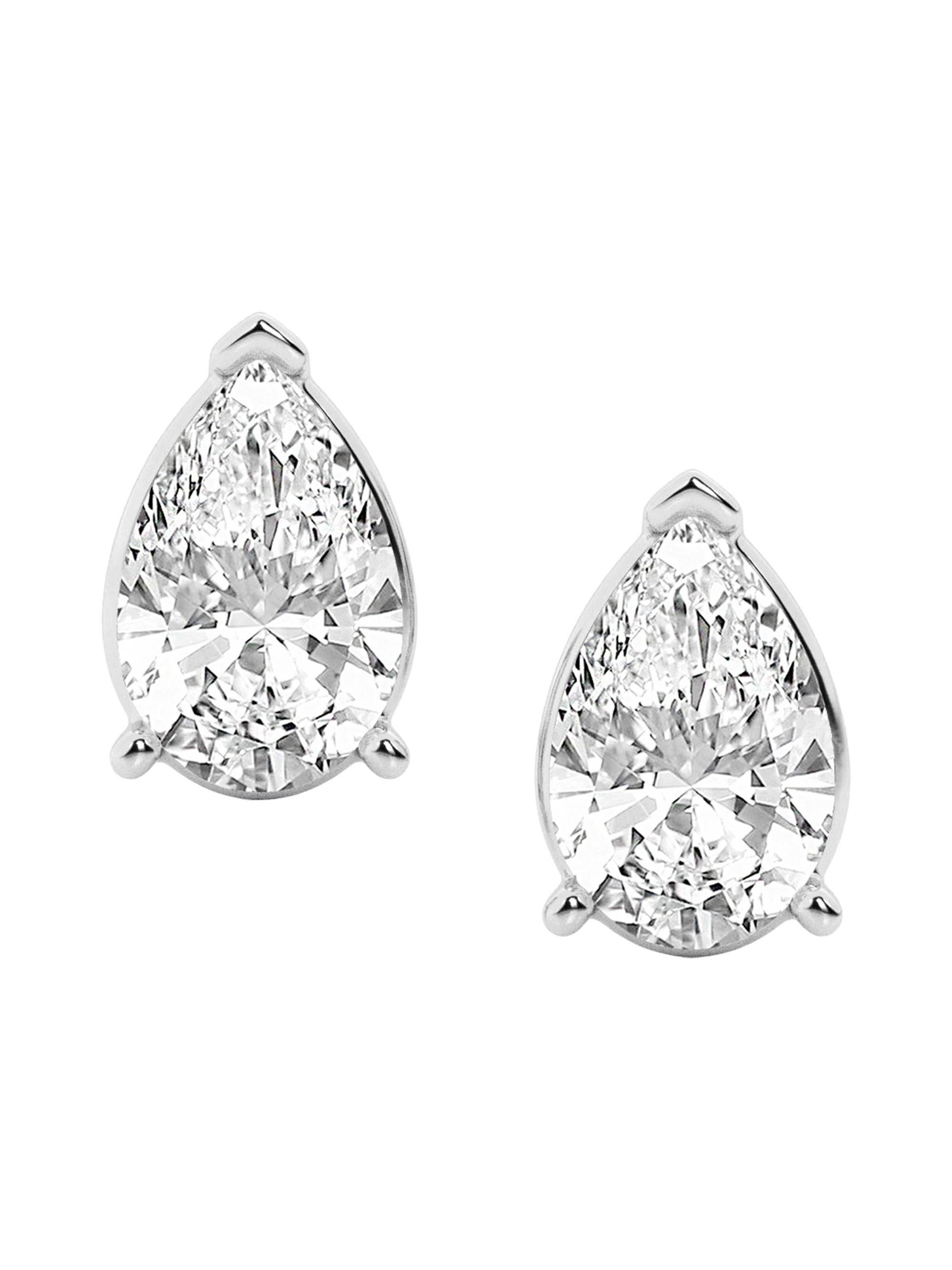 Saks Fifth Avenue Collection Women's 1K Gold & Pear-Cut Lab-Grown Diamond Stud Earrings - White Gold