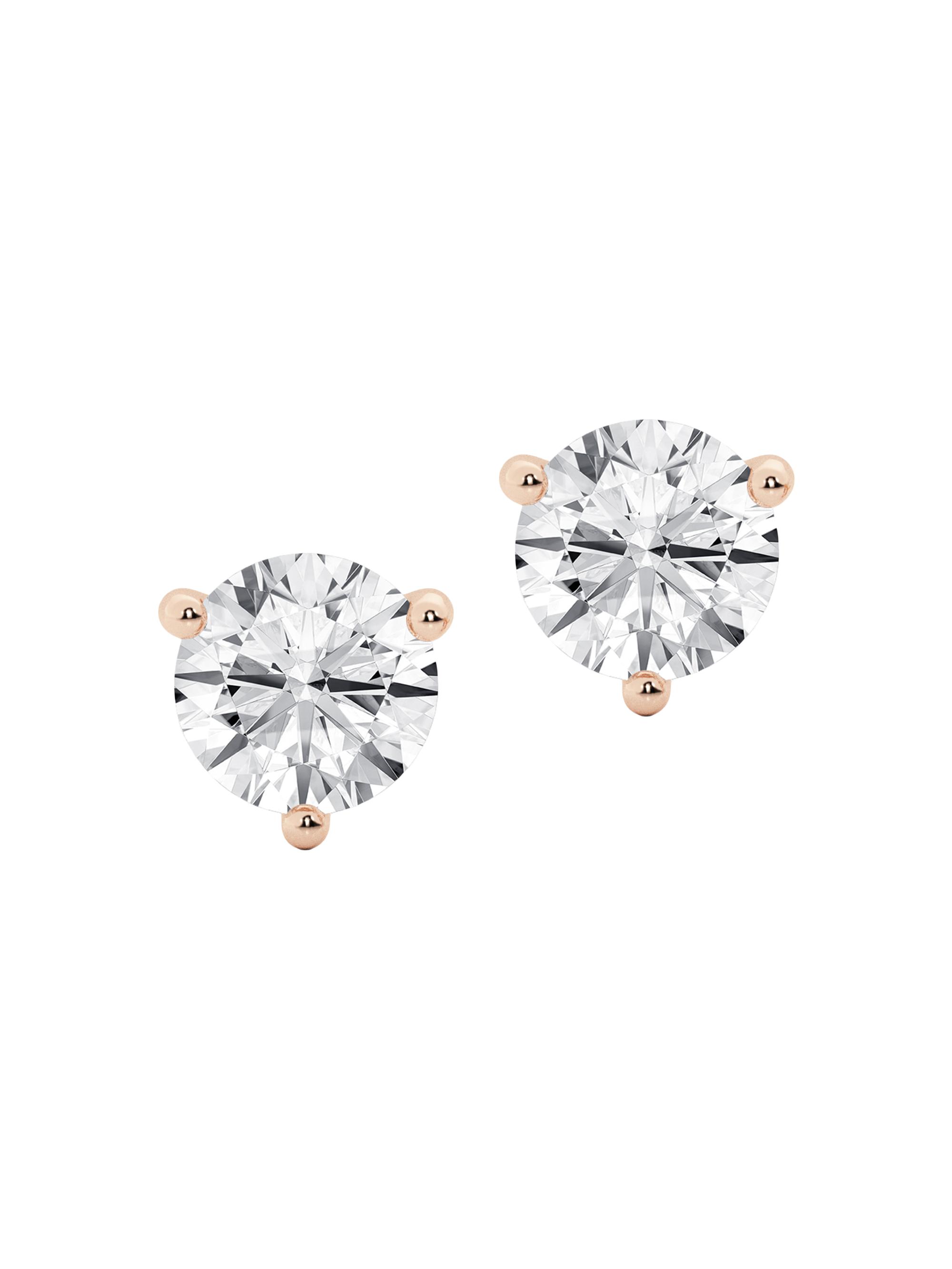 Saks Fifth Avenue Collection Women's 14K Gold & Round Lab-Grown Diamond Stud Earrings - Rose Gold