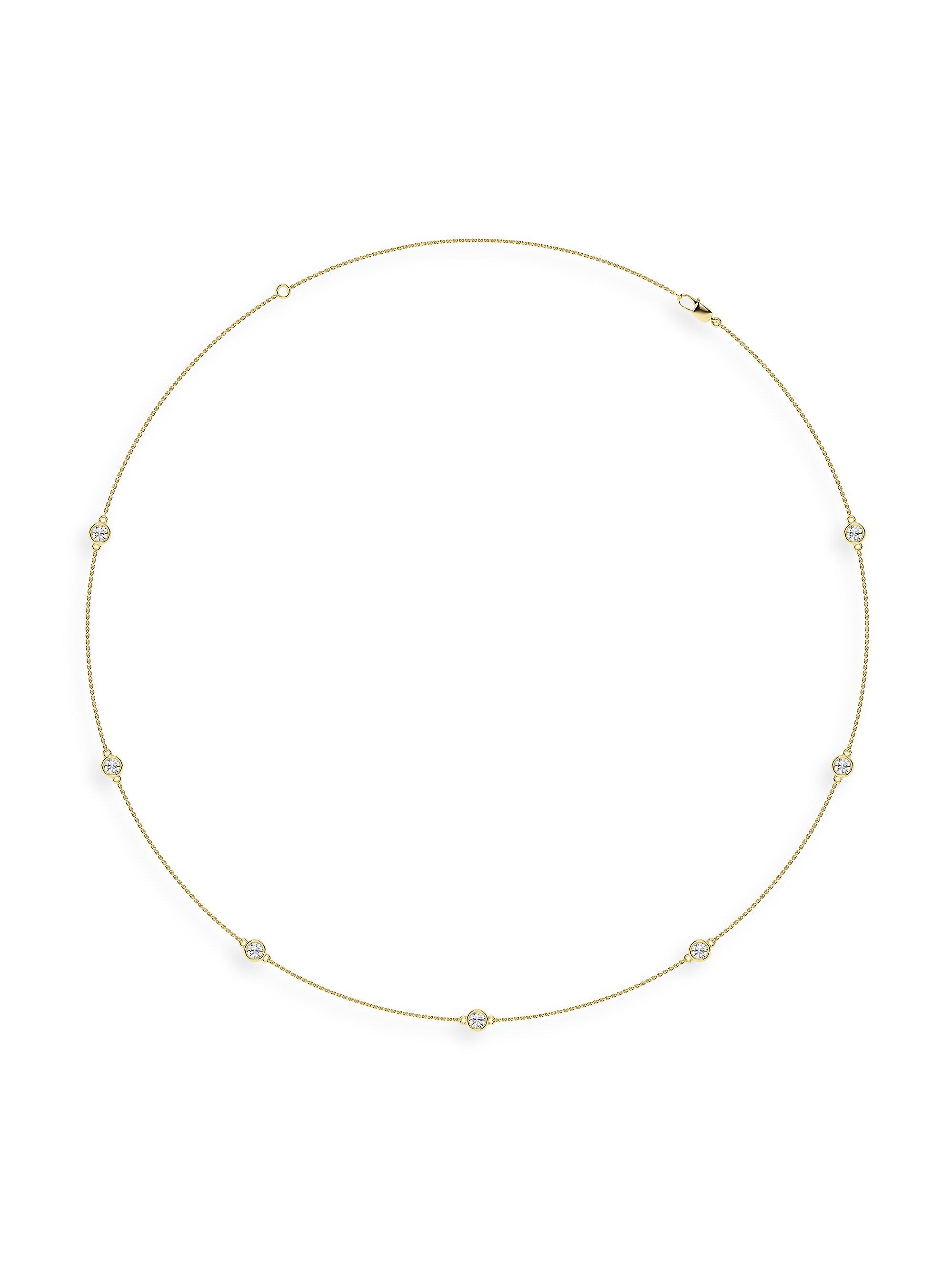 Saks Fifth Avenue Collection Women's 14K Yellow Gold & Lab-Grown 7-Diamond Station Necklace/0.70-2.10 TCW - 1.40 Tcw