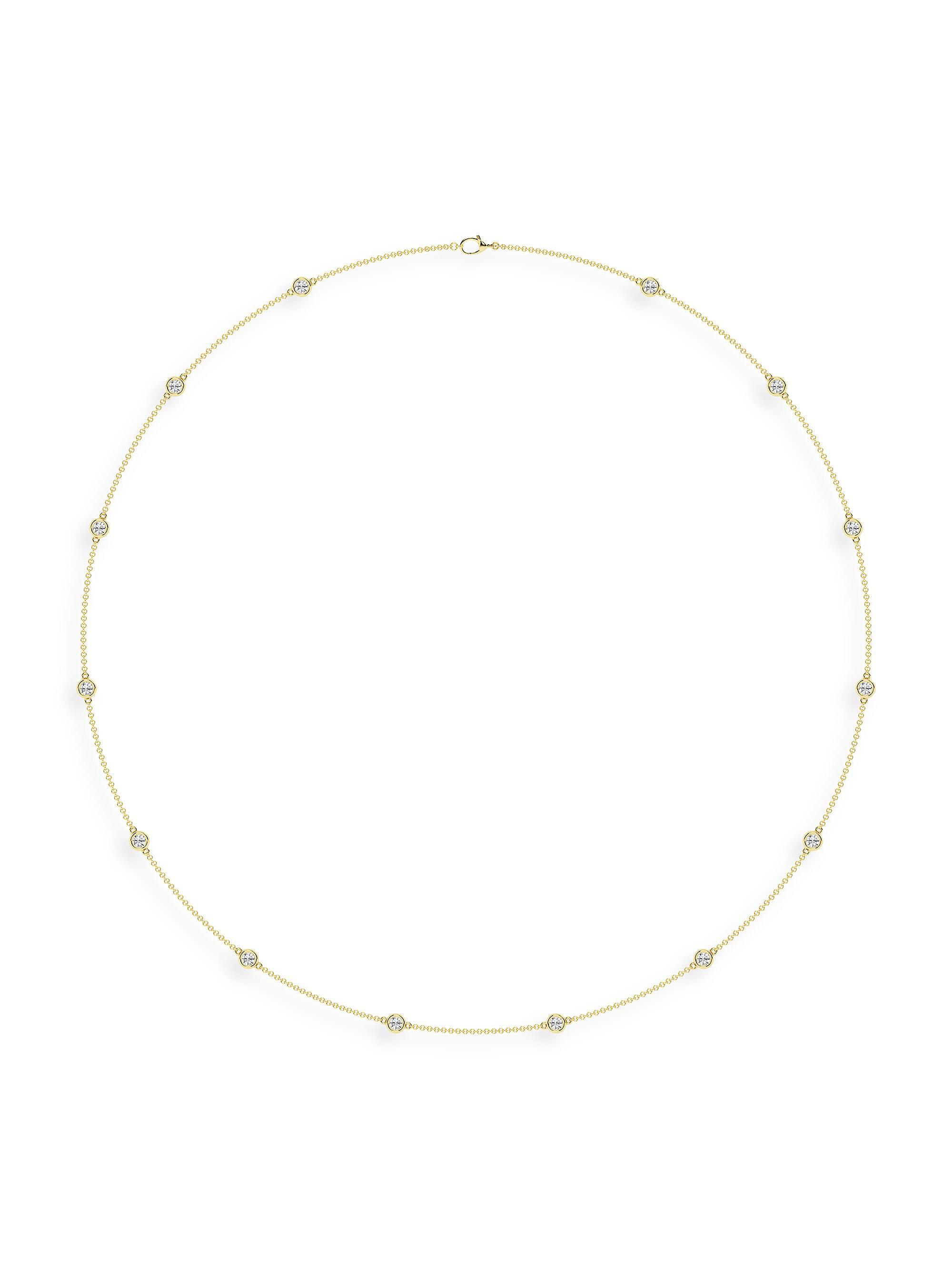 Saks Fifth Avenue Collection Women's 14K Yellow Gold & Lab-Grown 14-Diamond Station Necklace/5.00-20.00 TCW - 2.10 Tcw