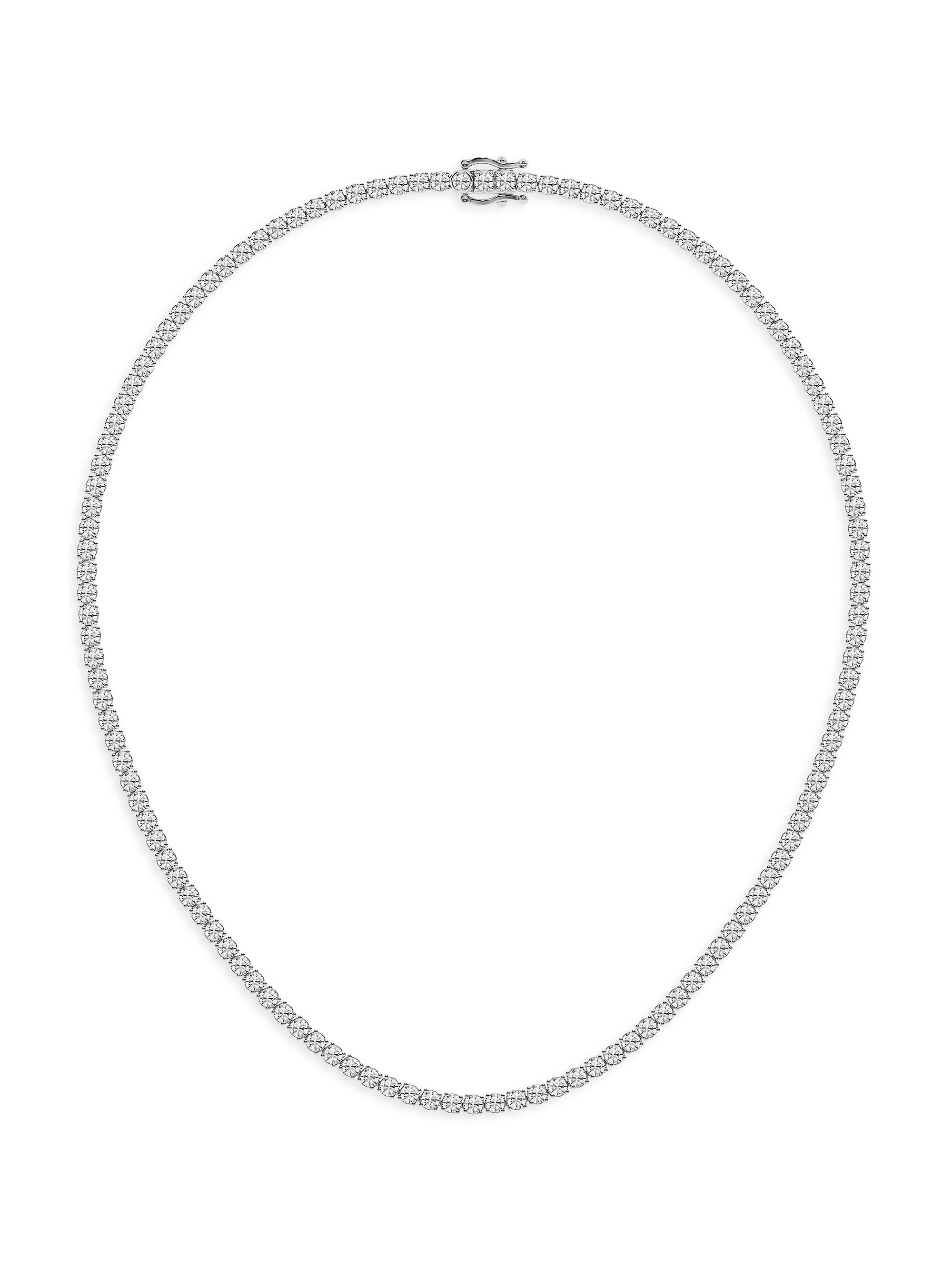 Saks Fifth Avenue Collection Women's Platinum & Lab-Grown Diamond Tennis Necklace/5.00-20.00 TCW - 15 Tcw