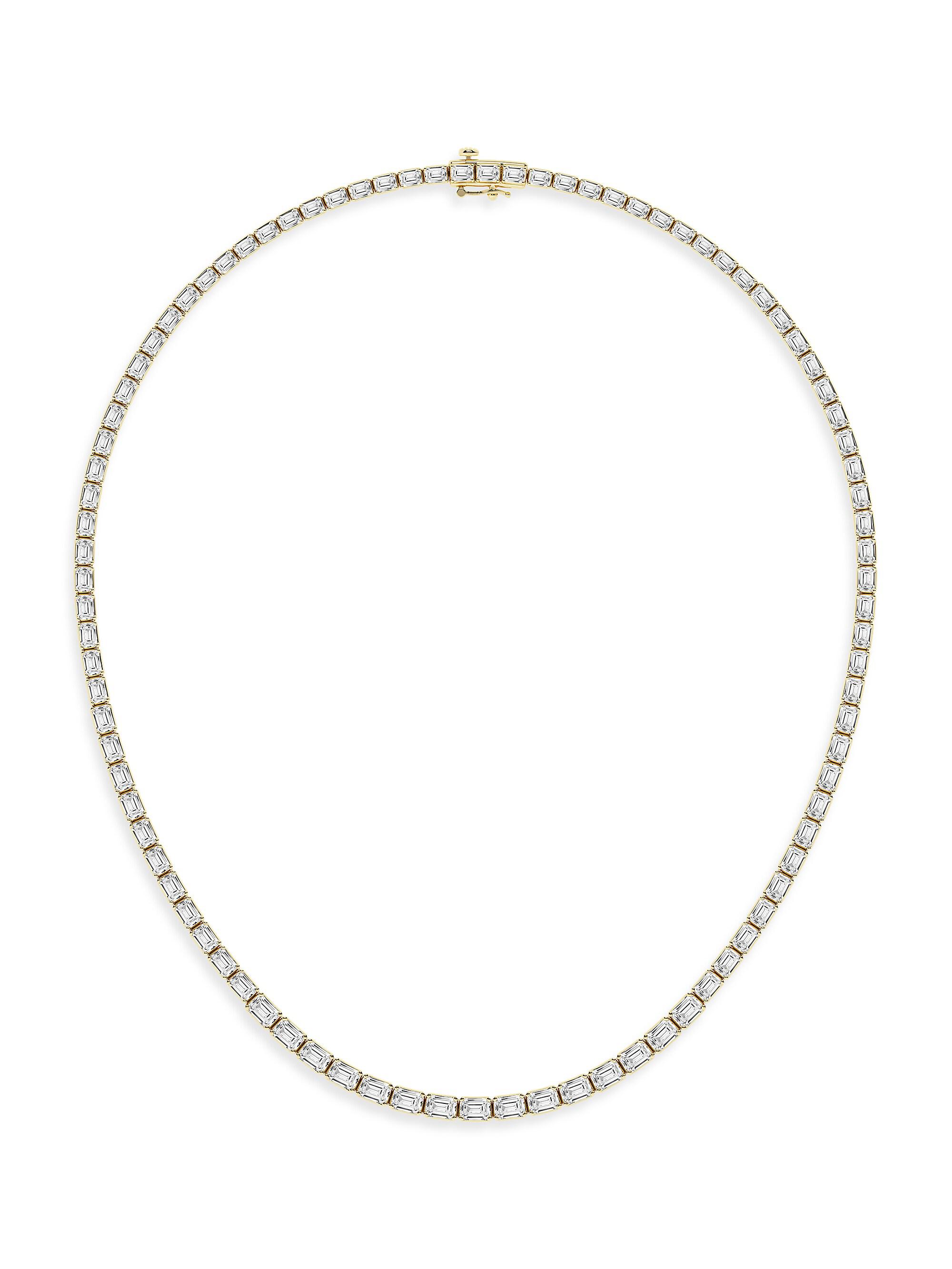 Saks Fifth Avenue Collection Women's 14K Yellow Gold & Emerald Cut Lab-Grown Diamond Tennis Necklace/10.00-22.00 TCW - 22 Tcw