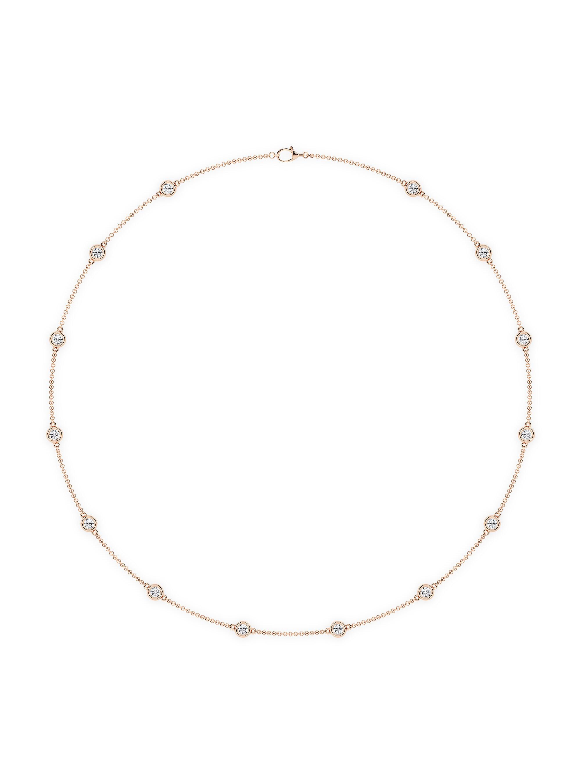 Saks Fifth Avenue Collection Women's 14K Rose Gold & Lab-Grown 14-Diamond Station Necklace/0.70-2.10 TCW - 2.10 Tcw