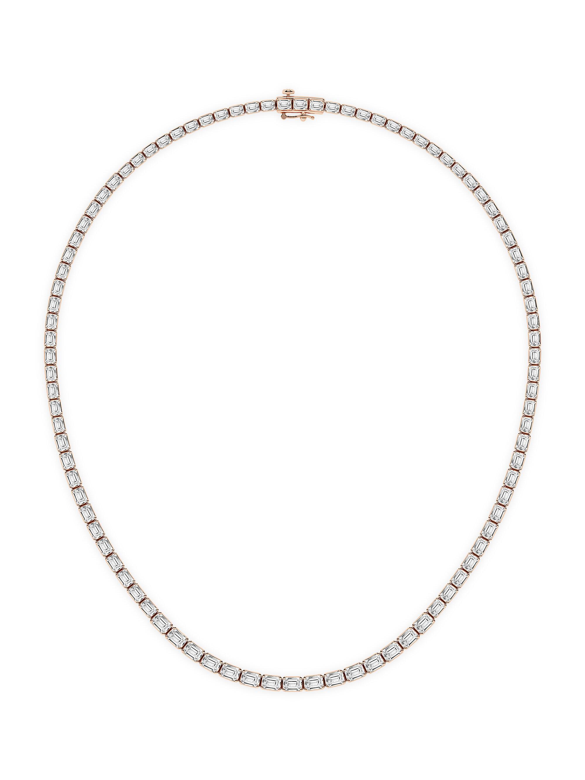 Saks Fifth Avenue Collection Women's 14K Rose Gold & Emerald-Cut Lab-Grown Diamond Tennis Necklace 10.00-22.00 TCW - 22 Tcw