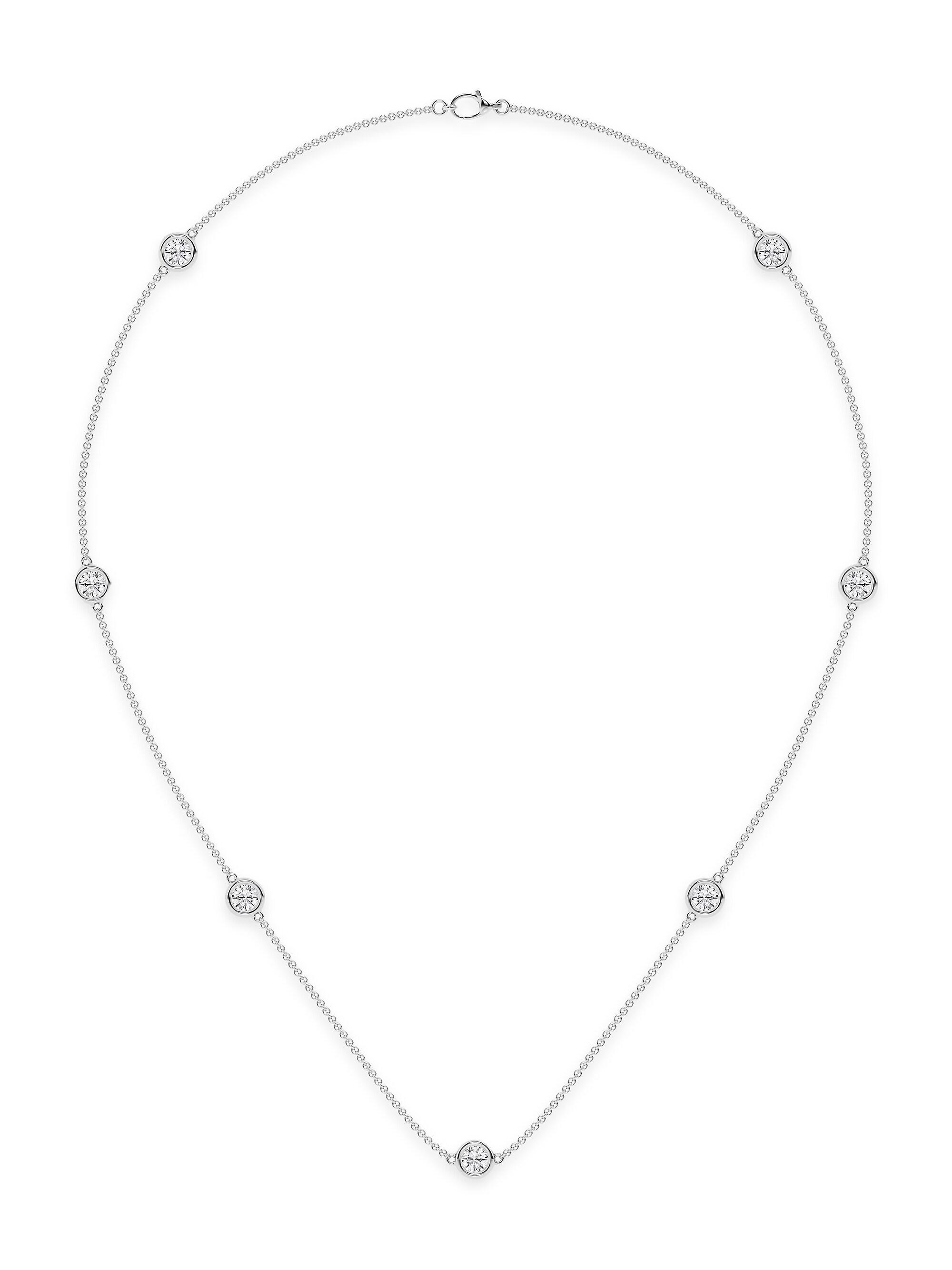 Saks Fifth Avenue Collection Women's 14K White Gold & Lab-Grown 7-Diamond Station Necklace/0.70-2.10 TCW - 2.10 Tcw