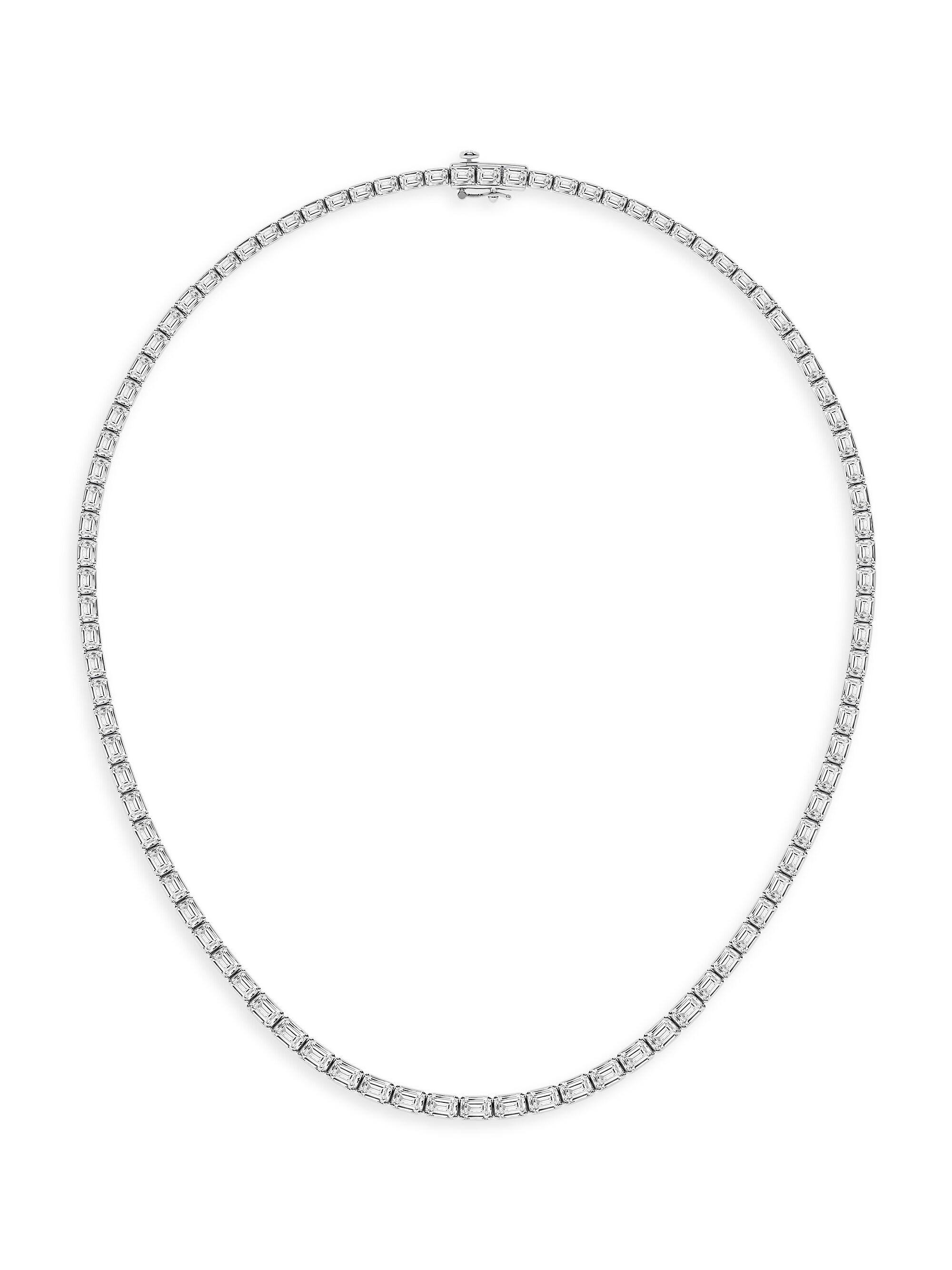 Saks Fifth Avenue Collection Women's Platinum & Emerald-Cut Lab-Grown Diamond Tennis Necklace/10.00-22.00 TCW - 22 Tcw