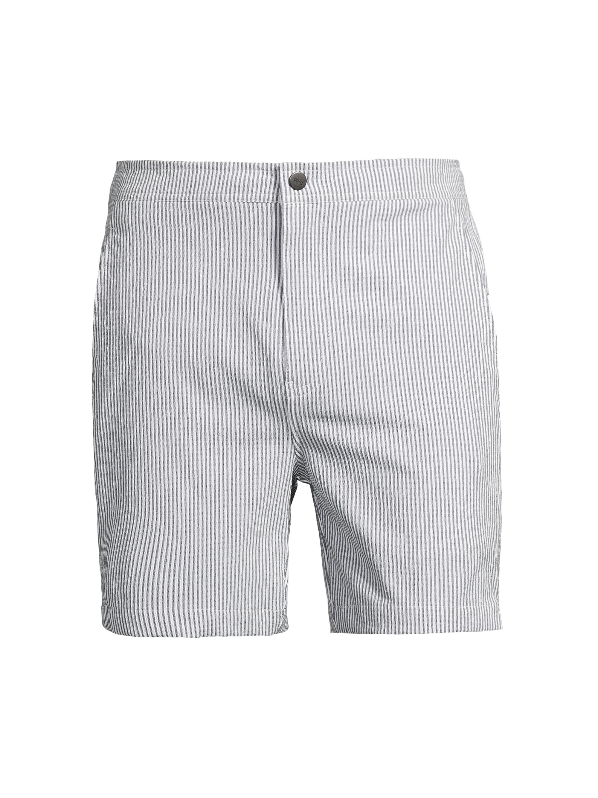 Onia Men's Calder Seersucker Flat Front Shorts - Deep Navy White