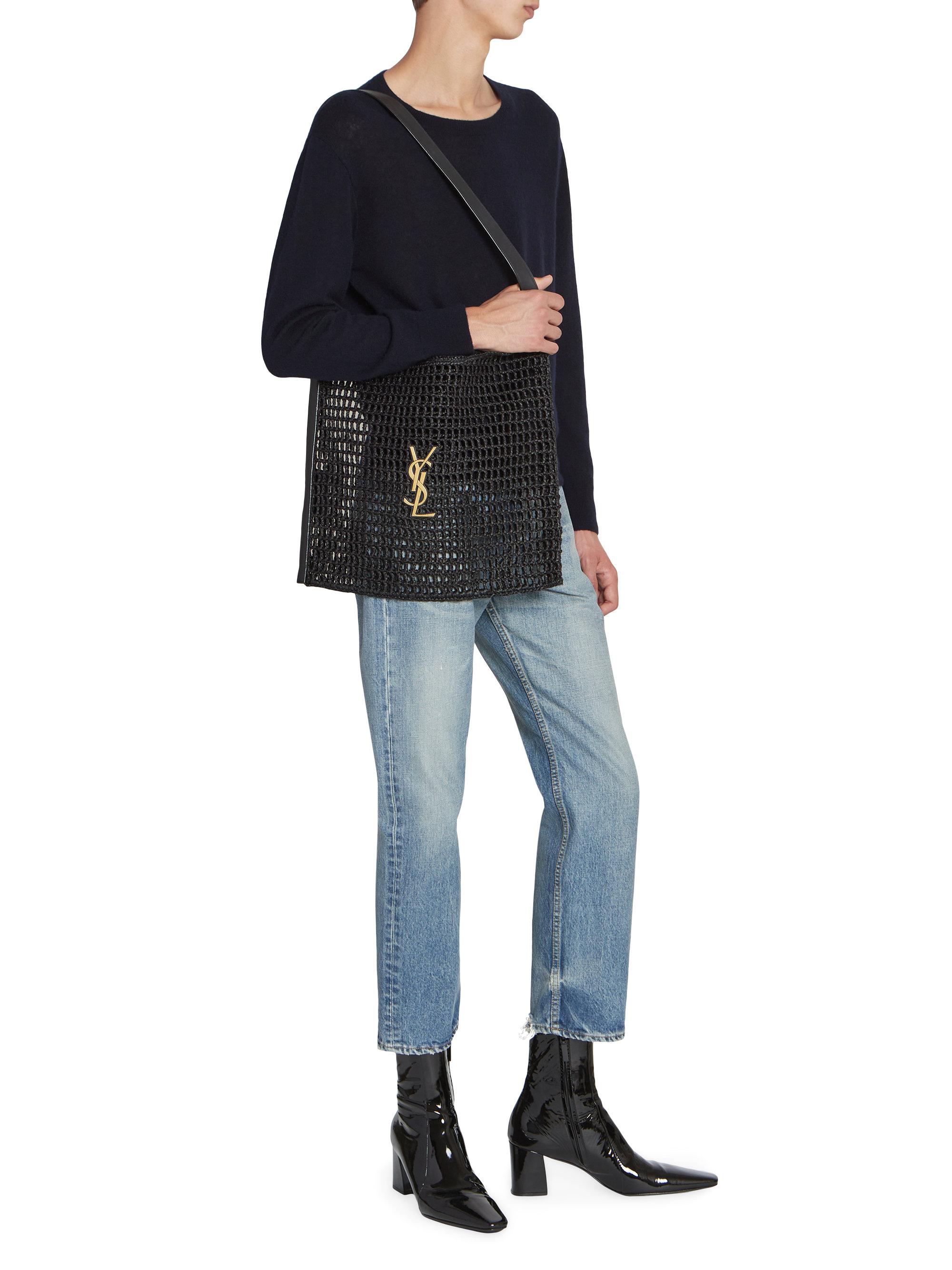 Saint Laurent Oxalis in Raffia Crochet and Vegetable-Tanned