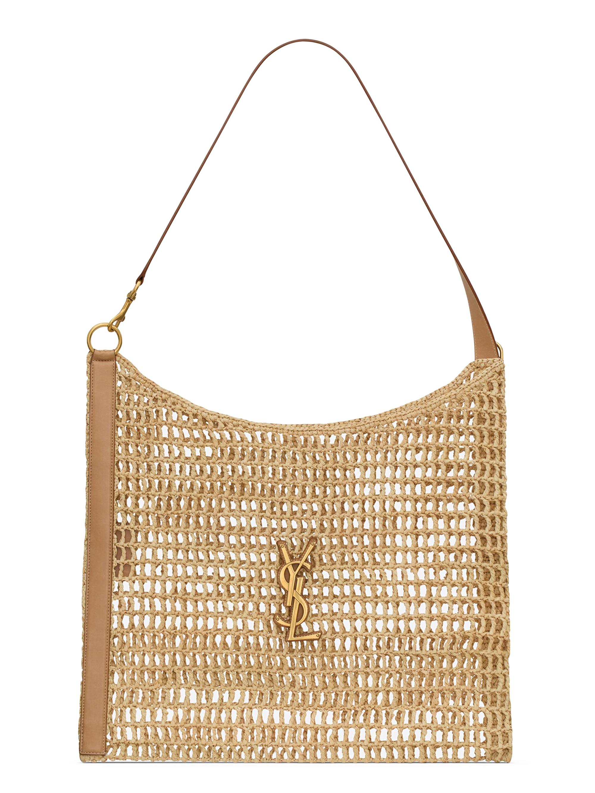Saint Laurent Women's Oxalis in Raffia Crochet and Vegetable-Tanned Leather - Natural
