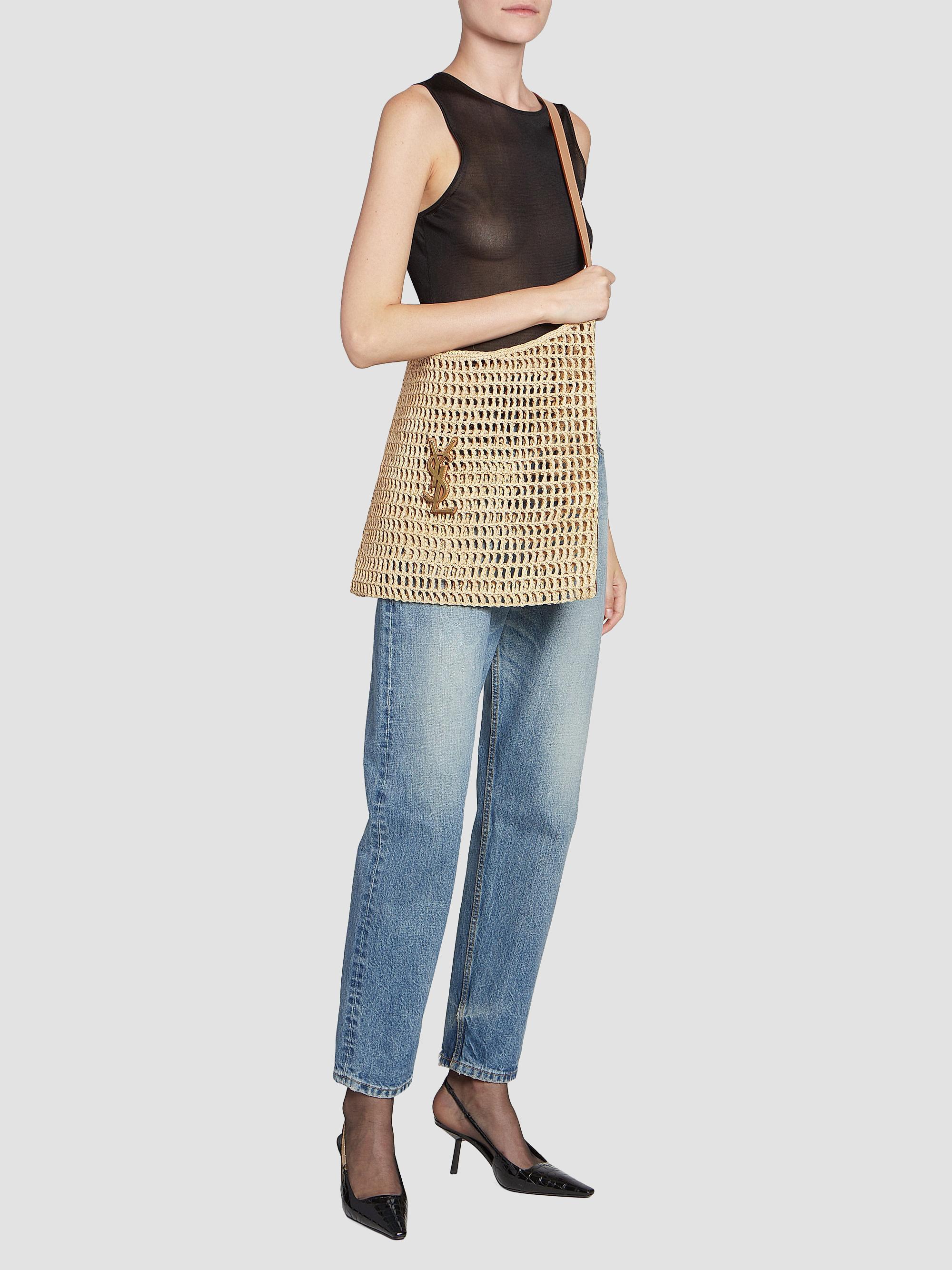 Saint Laurent Oxalis in Raffia Crochet and Vegetable-Tanned