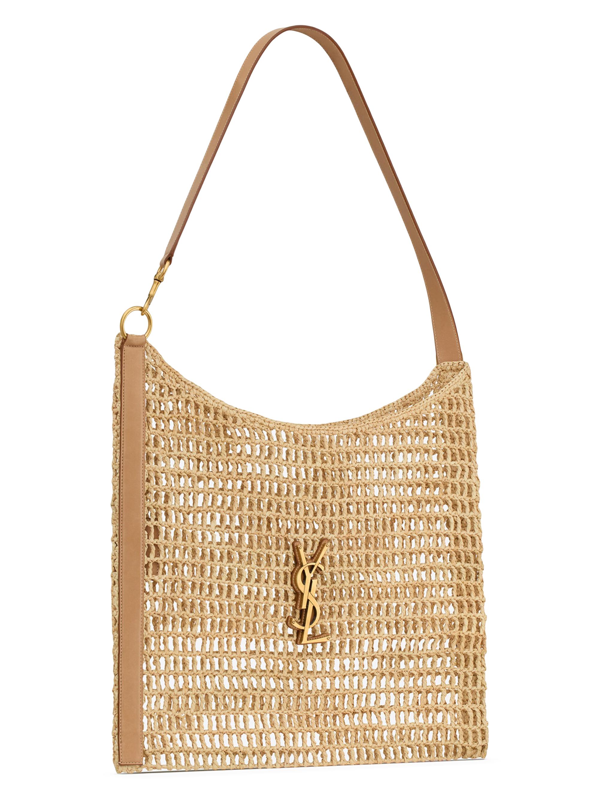 OXALIS 25  IN RAFFIA CROCHET AND LEATHER VINTAGE BROWN