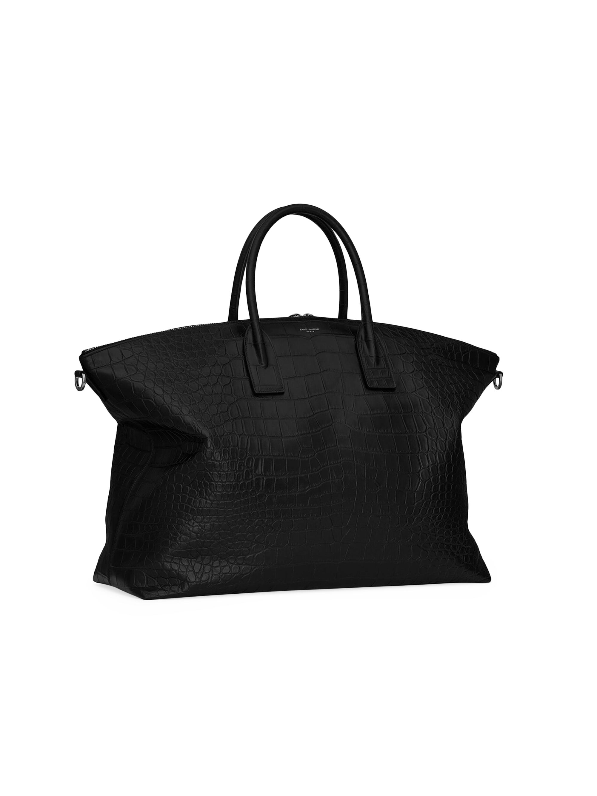 Saint Laurent Giant Bowling Bag in Crocodile-Embossed Leather