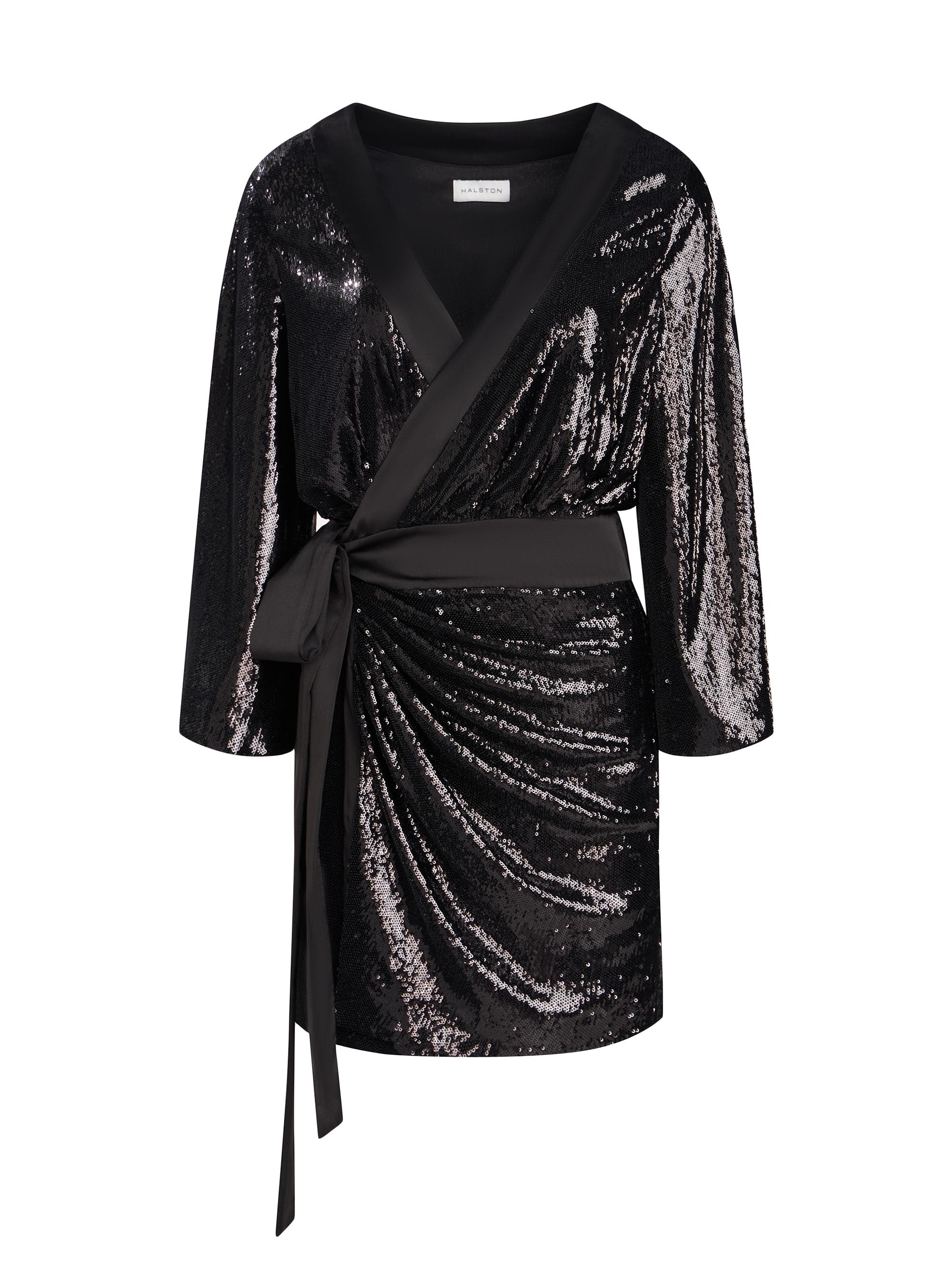 Halston Women's Saga Sequin Wrap Minidress - Black