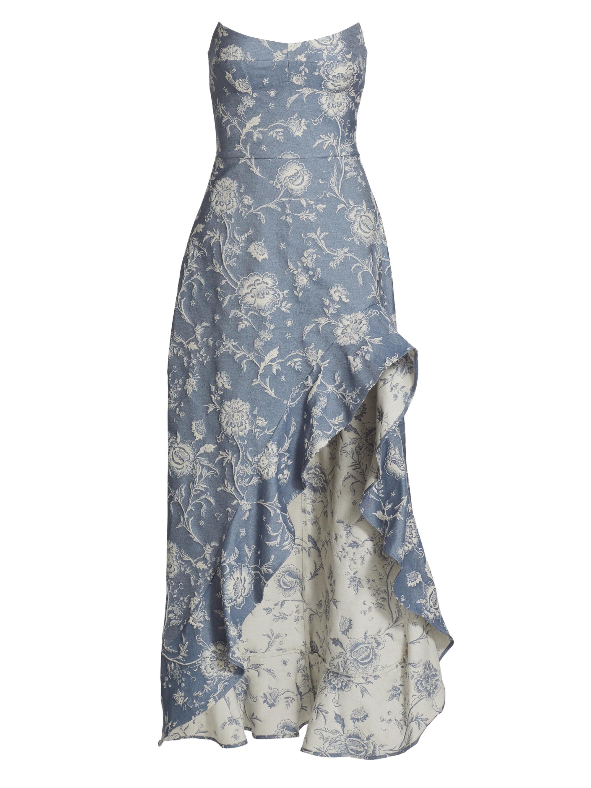 Amanda Uprichard Women's Alyse Floral Asymmetrical Dress - Denim Brocade